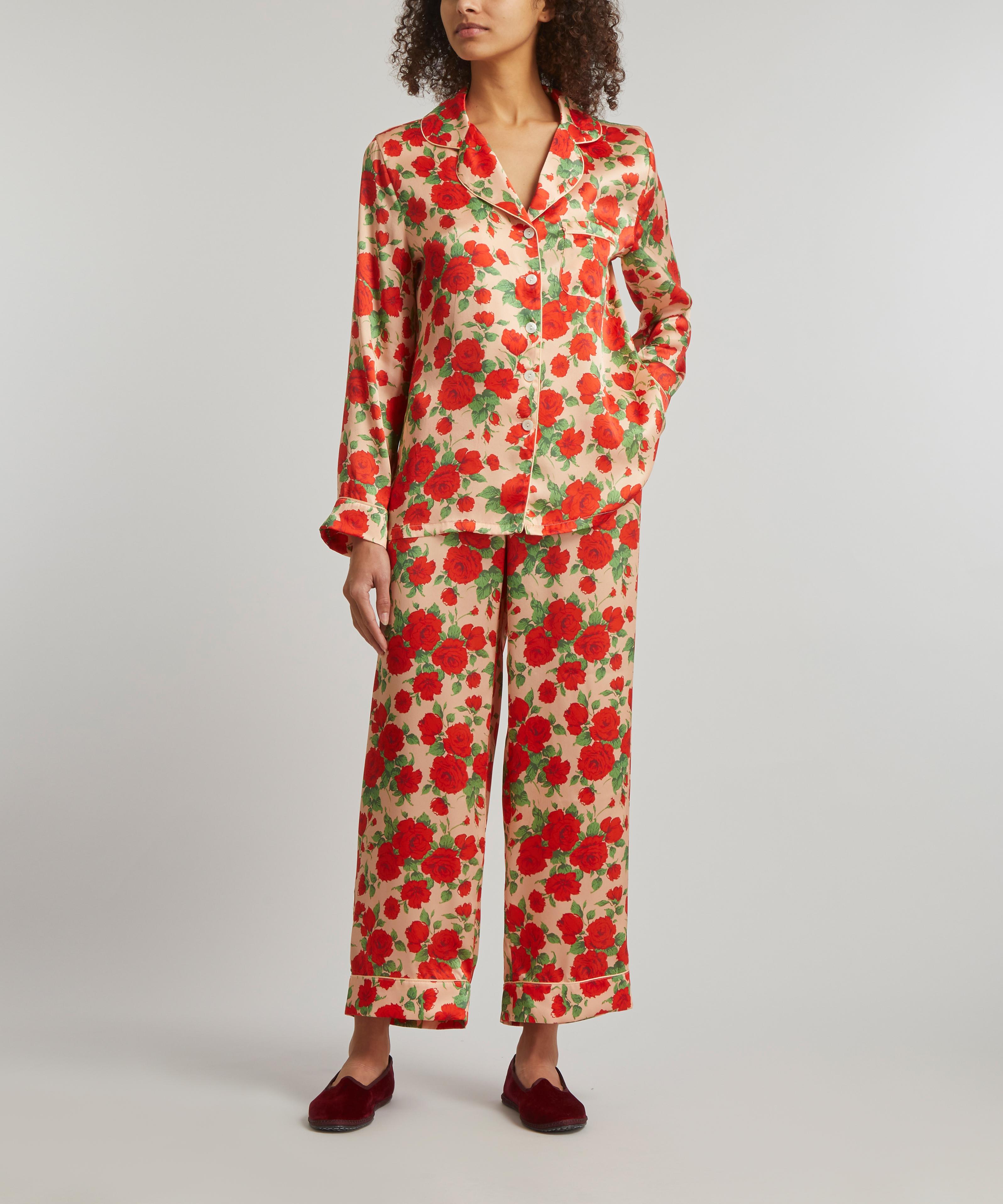 Liberty Carline Rose Silk Satin Pyjama Set | Liberty