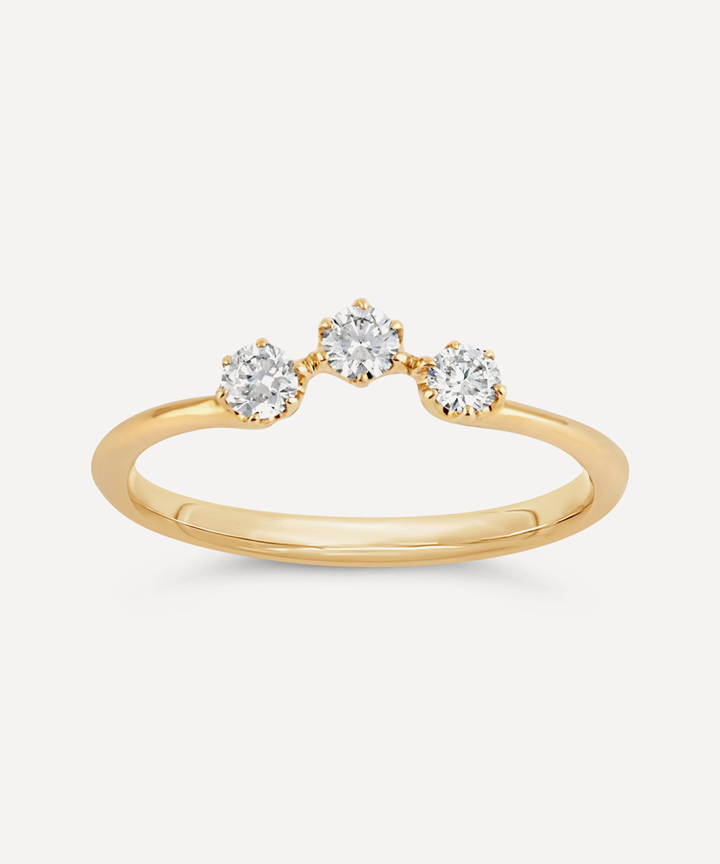 Dinny Hall - Recycled Gold Mini Curve Diamond Pinky Ring image number 0