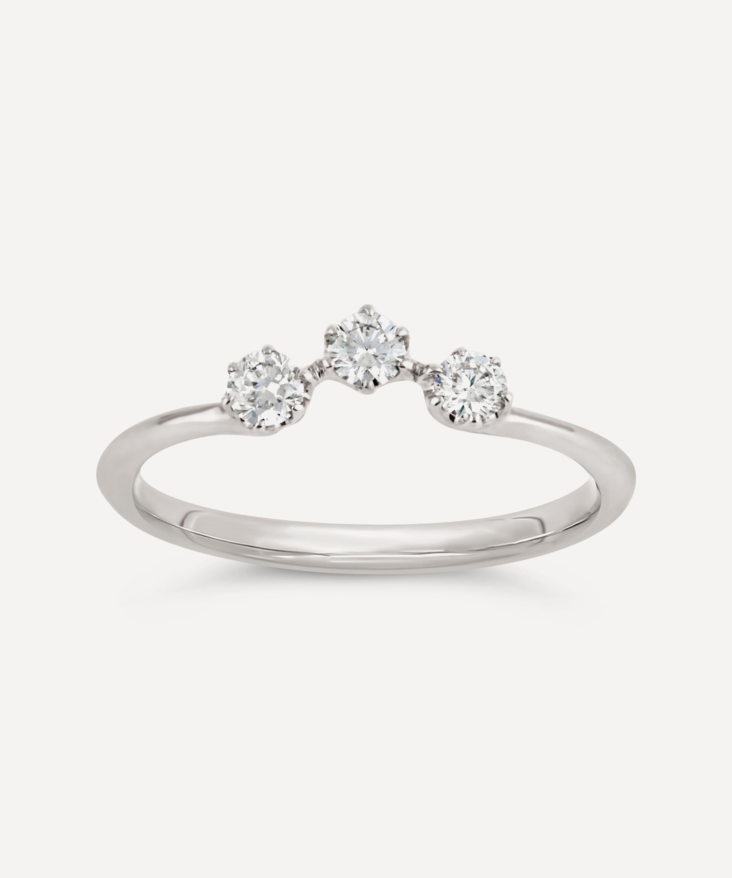 Dinny Hall - Recycled White Gold Mini Curve Diamond Pinky Ring