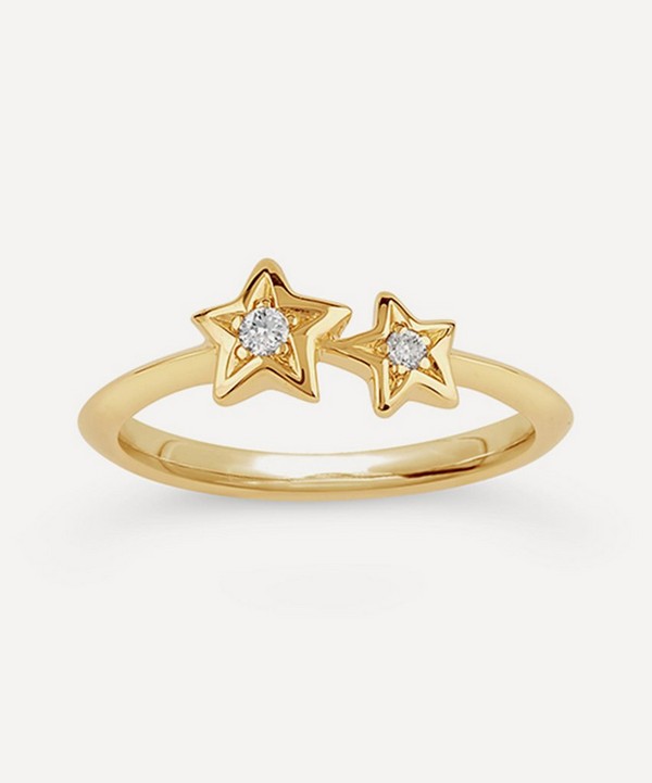 Dinny Hall - Recycled Gold Bijou Duo Star Diamond Pinky Ring image number null