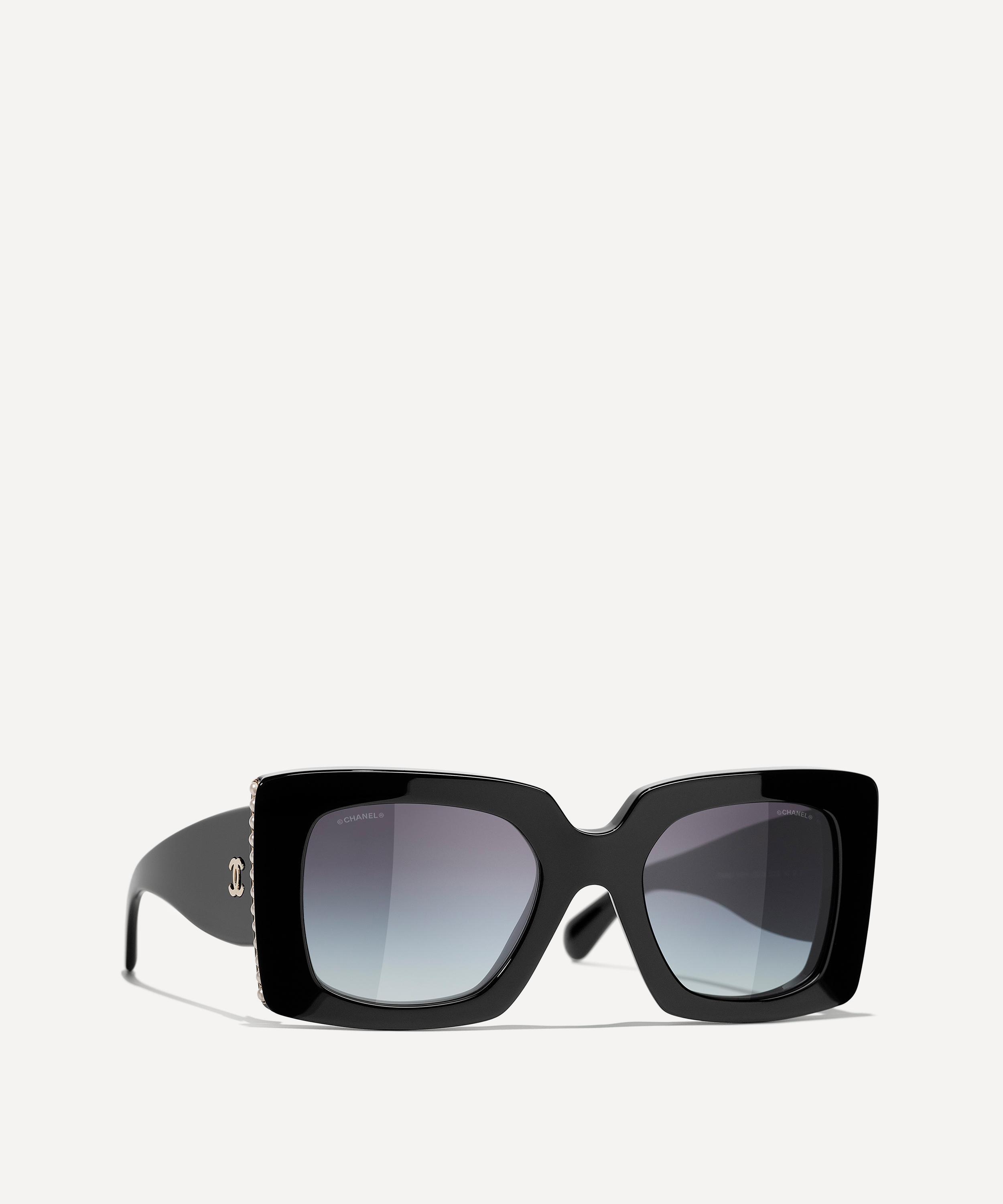 Chanel Oversize Black Sunglasses Pearl Temple