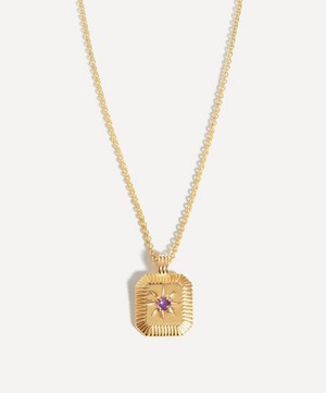 Missoma - 18ct Gold-Plated Vermeil Silver Engravable February Birthstone Star Ridge Pendant Necklace image number 0