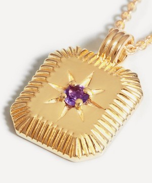 Missoma - 18ct Gold-Plated Vermeil Silver Engravable February Birthstone Star Ridge Pendant Necklace image number 2