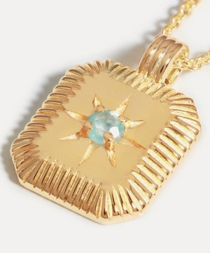 Missoma - 18ct Gold-Plated Vermeil Silver Engravable March Birthstone Star Ridge Pendant Necklace image number 2