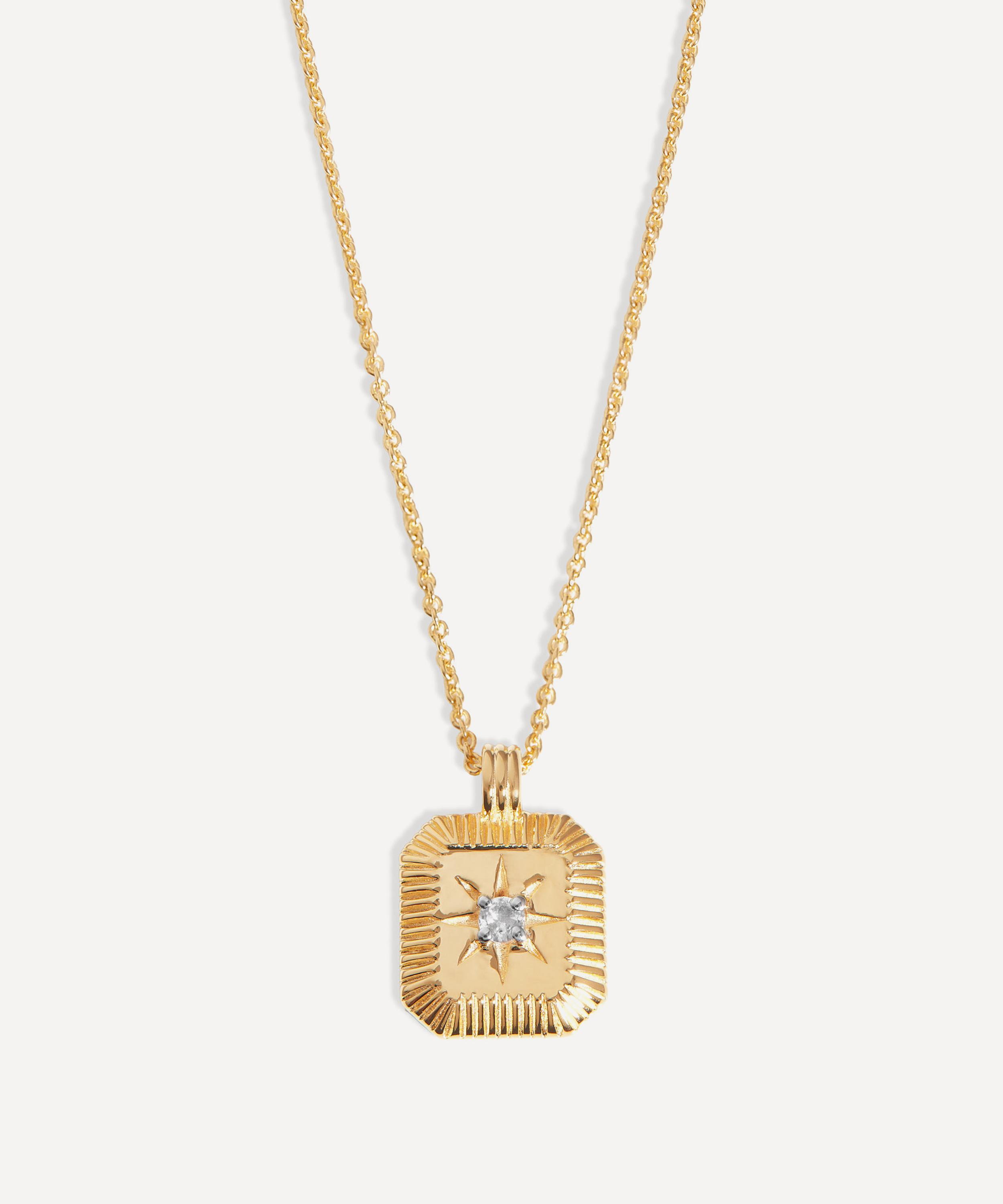 Missoma - 18ct Gold-Plated Vermeil Silver Engravable April Birthstone Star Ridge Pendant Necklace