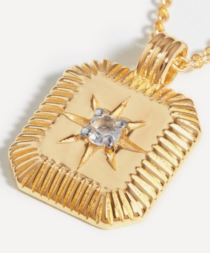 Missoma - 18ct Gold-Plated Vermeil Silver Engravable April Birthstone Star Ridge Pendant Necklace image number 2