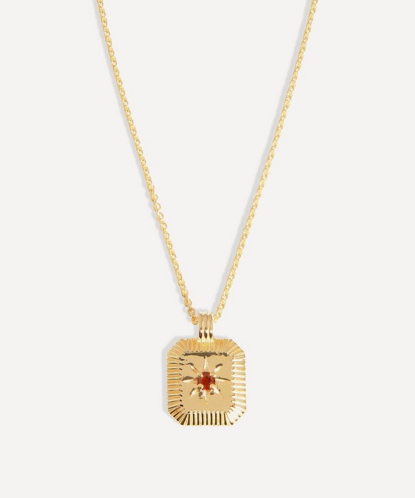 Missoma - 18ct Gold-Plated Vermeil Silver Engravable January Birthstone Star Ridge Pendant Necklace image number null