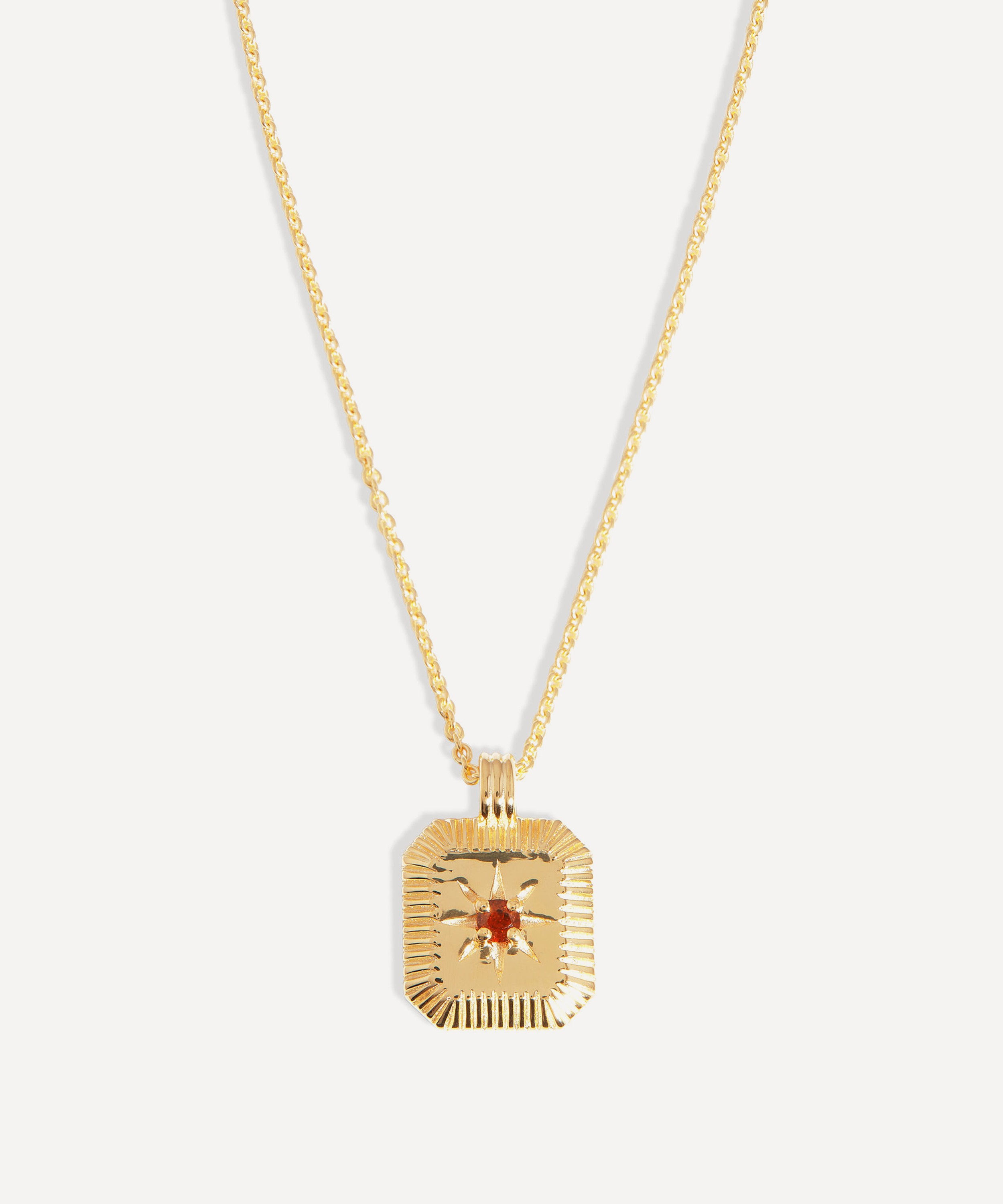 Missoma - 18ct Gold-Plated Vermeil Silver Engravable January Birthstone Star Ridge Pendant Necklace