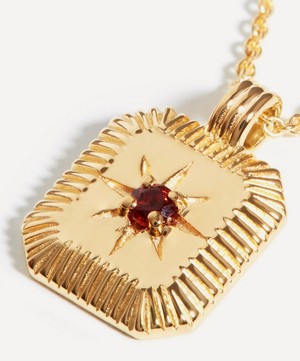 Missoma - 18ct Gold-Plated Vermeil Silver Engravable January Birthstone Star Ridge Pendant Necklace image number 2