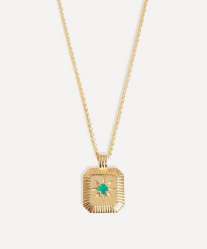 Missoma - 18ct Gold-Plated Vermeil Silver Engravable May Birthstone Star Ridge Pendant Necklace image number 0