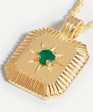 Missoma - 18ct Gold-Plated Vermeil Silver Engravable May Birthstone Star Ridge Pendant Necklace image number 2