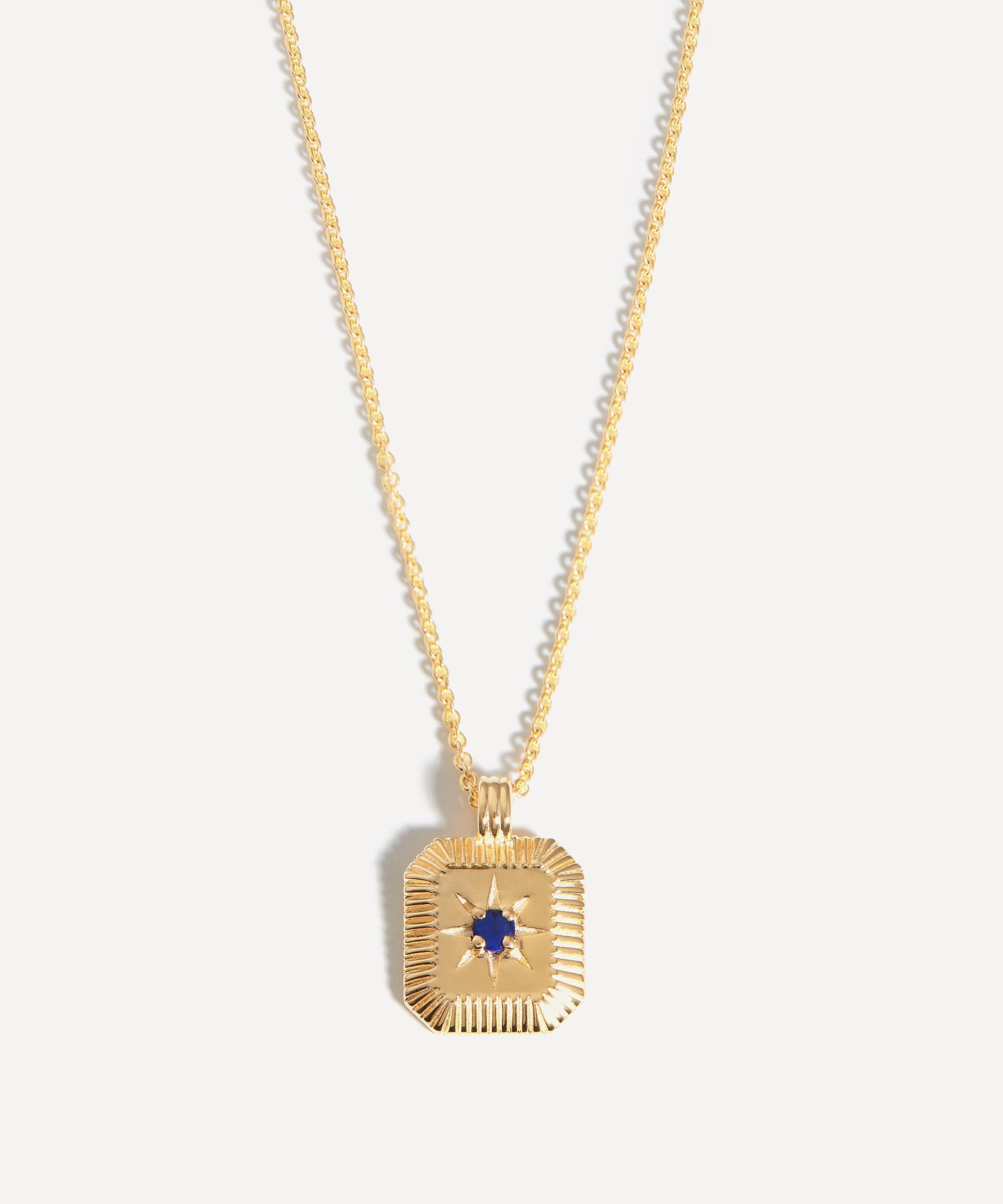 Missoma - 18ct Gold-Plated Vermeil Silver Engravable September Birthstone Star Ridge Pendant Necklace