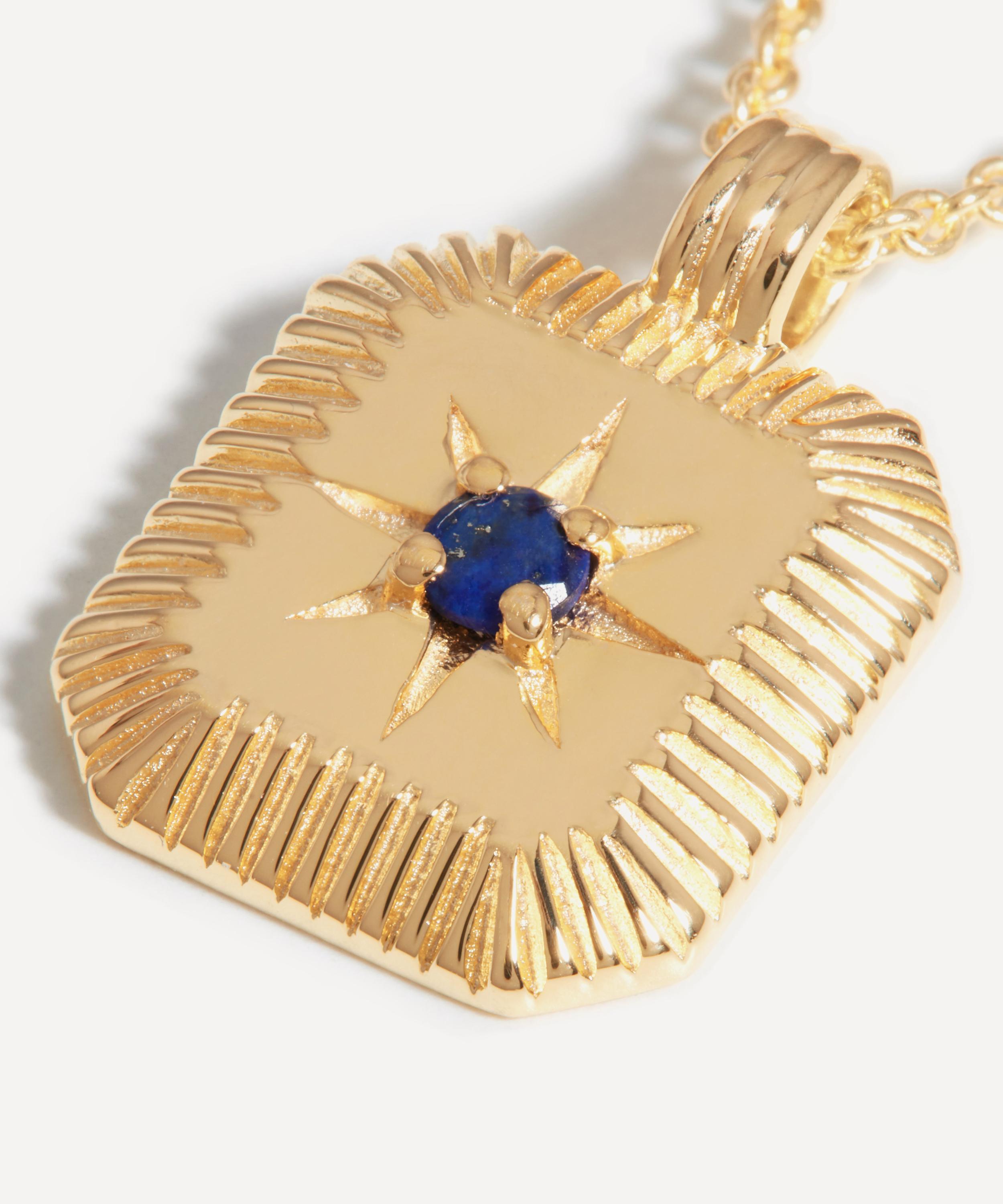 Missoma - 18ct Gold-Plated Vermeil Silver Engravable September Birthstone Star Ridge Pendant Necklace image number 2