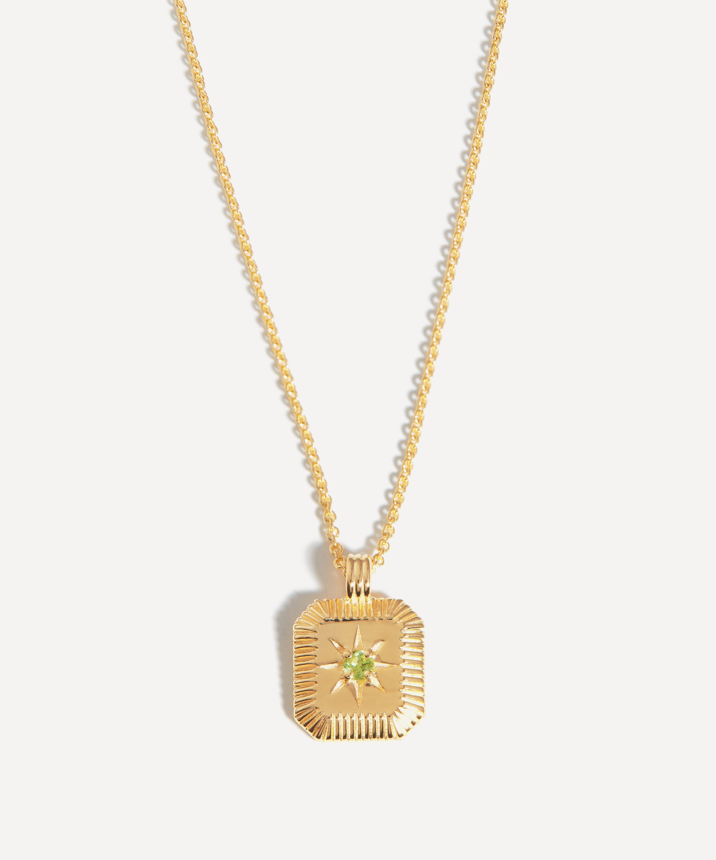 Missoma - 18ct Gold-Plated Vermeil Silver Engravable August Birthstone Star Ridge Pendant Necklace image number 0