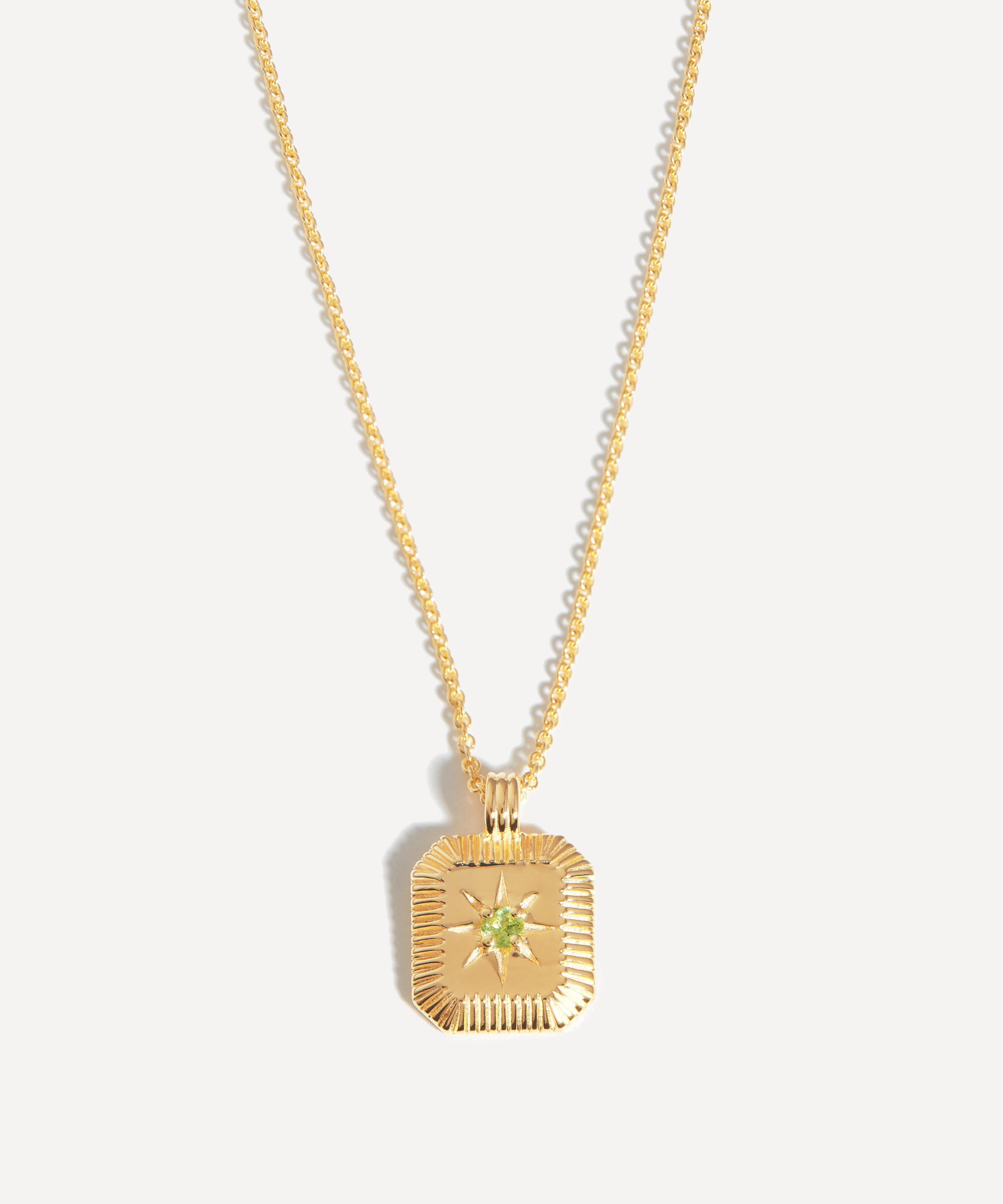 Missoma - 18ct Gold-Plated Vermeil Silver Engravable August Birthstone Star Ridge Pendant Necklace image number 1