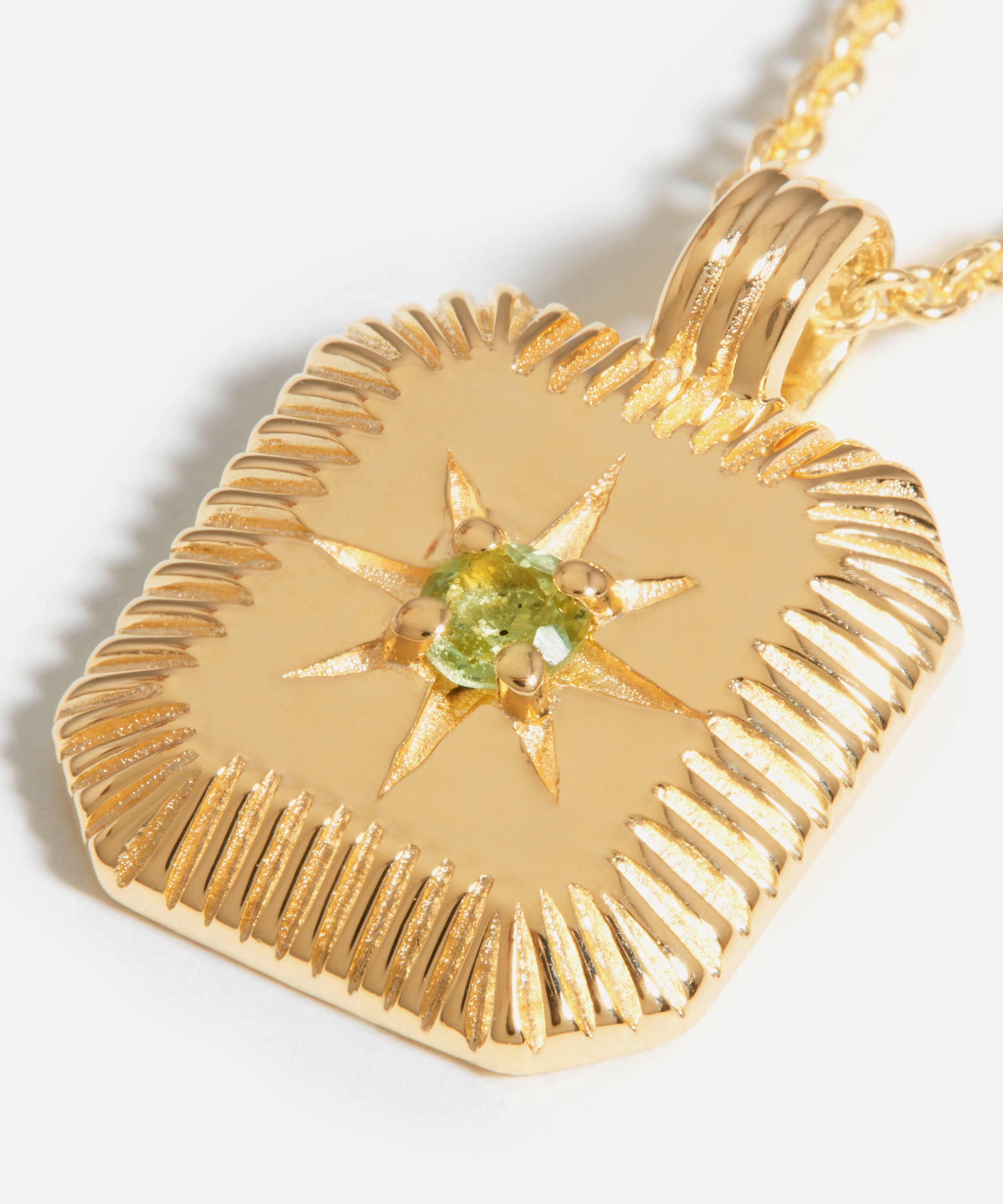 Missoma - 18ct Gold-Plated Vermeil Silver Engravable August Birthstone Star Ridge Pendant Necklace image number 2