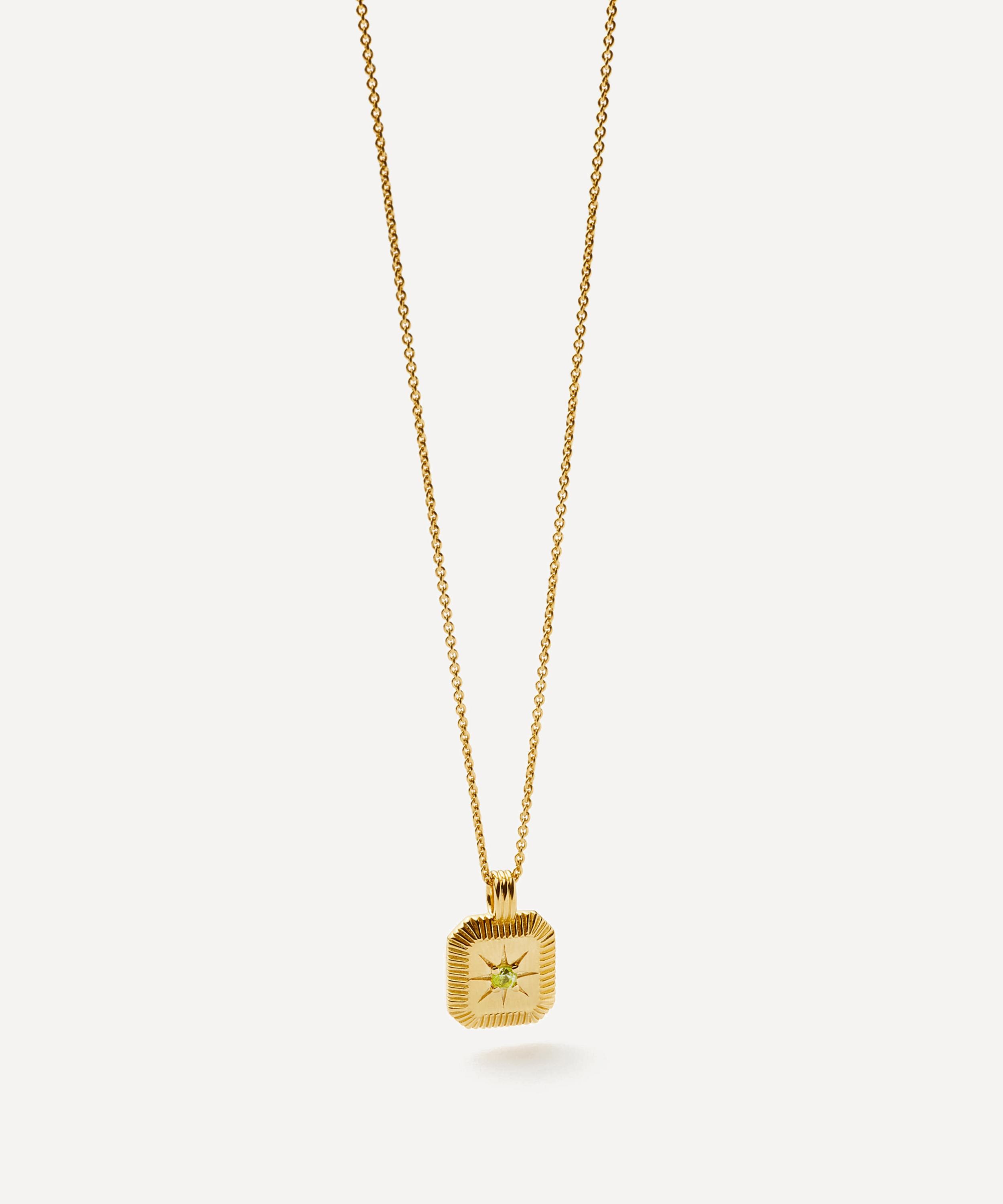 Missoma - 18ct Gold-Plated Vermeil Silver Engravable August Birthstone Star Ridge Pendant Necklace image number 3