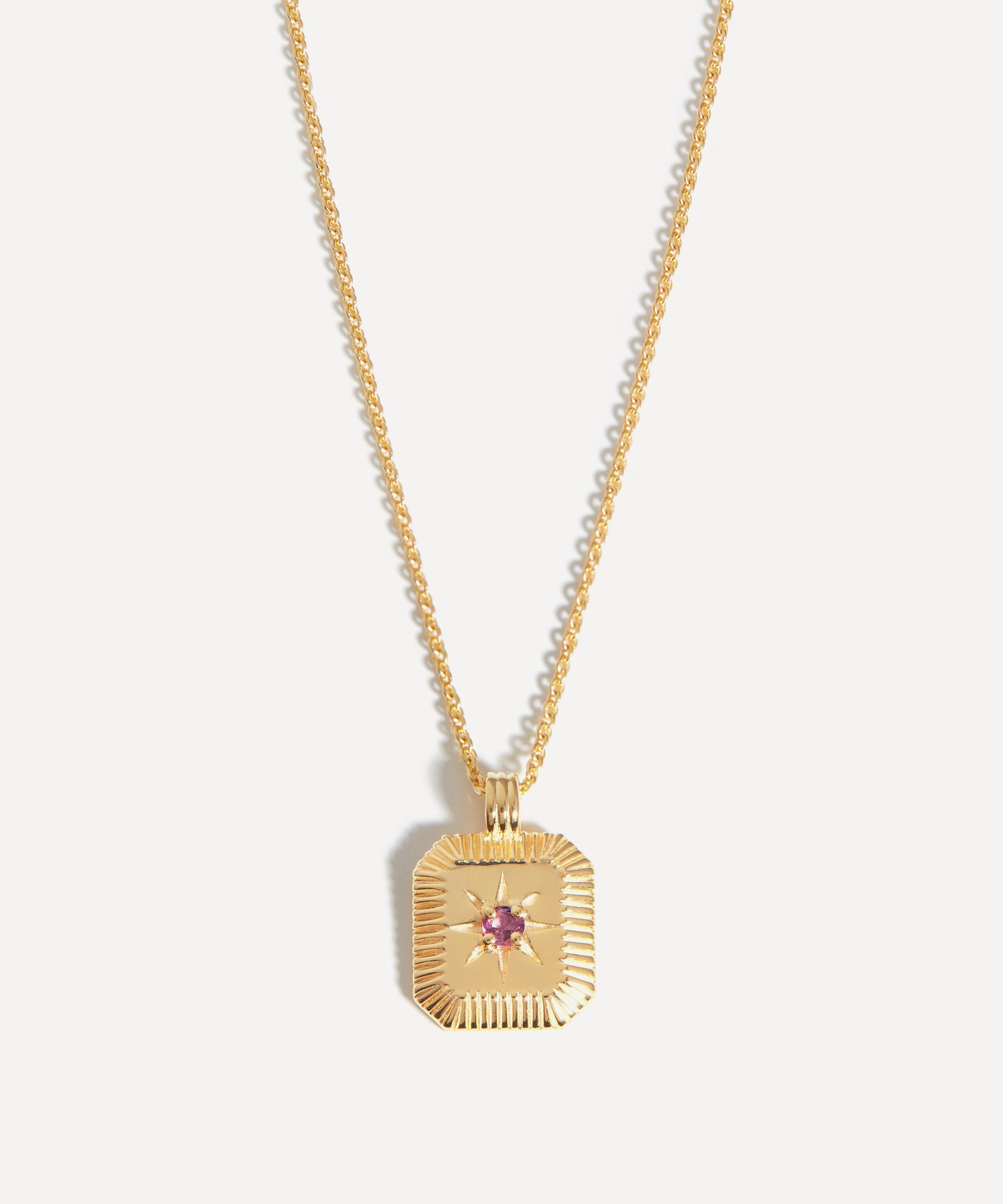 Missoma - 18ct Gold-Plated Vermeil Silver Engravable October Birthstone Star Ridge Pendant Necklace