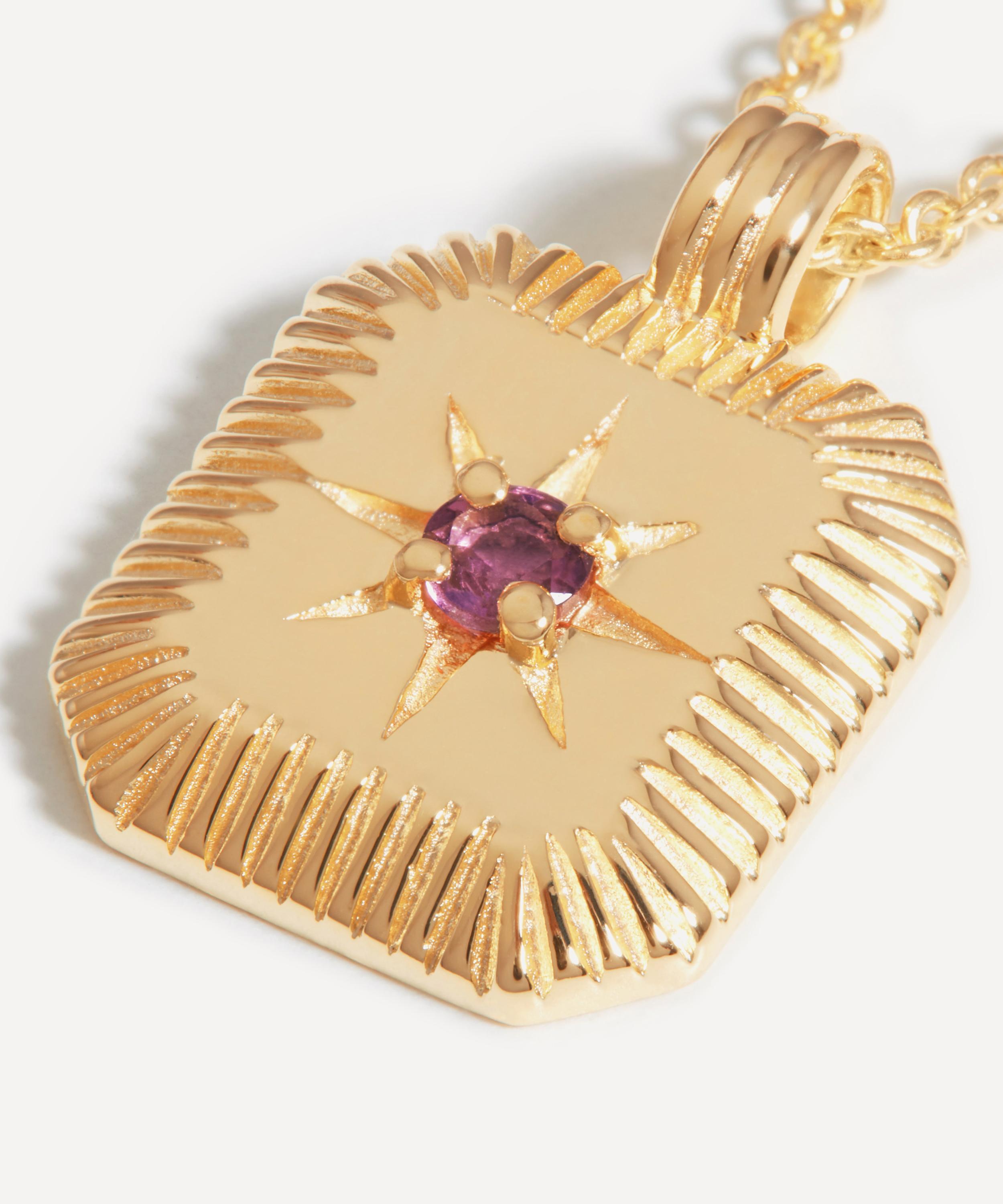 Missoma - 18ct Gold-Plated Vermeil Silver Engravable October Birthstone Star Ridge Pendant Necklace image number 2