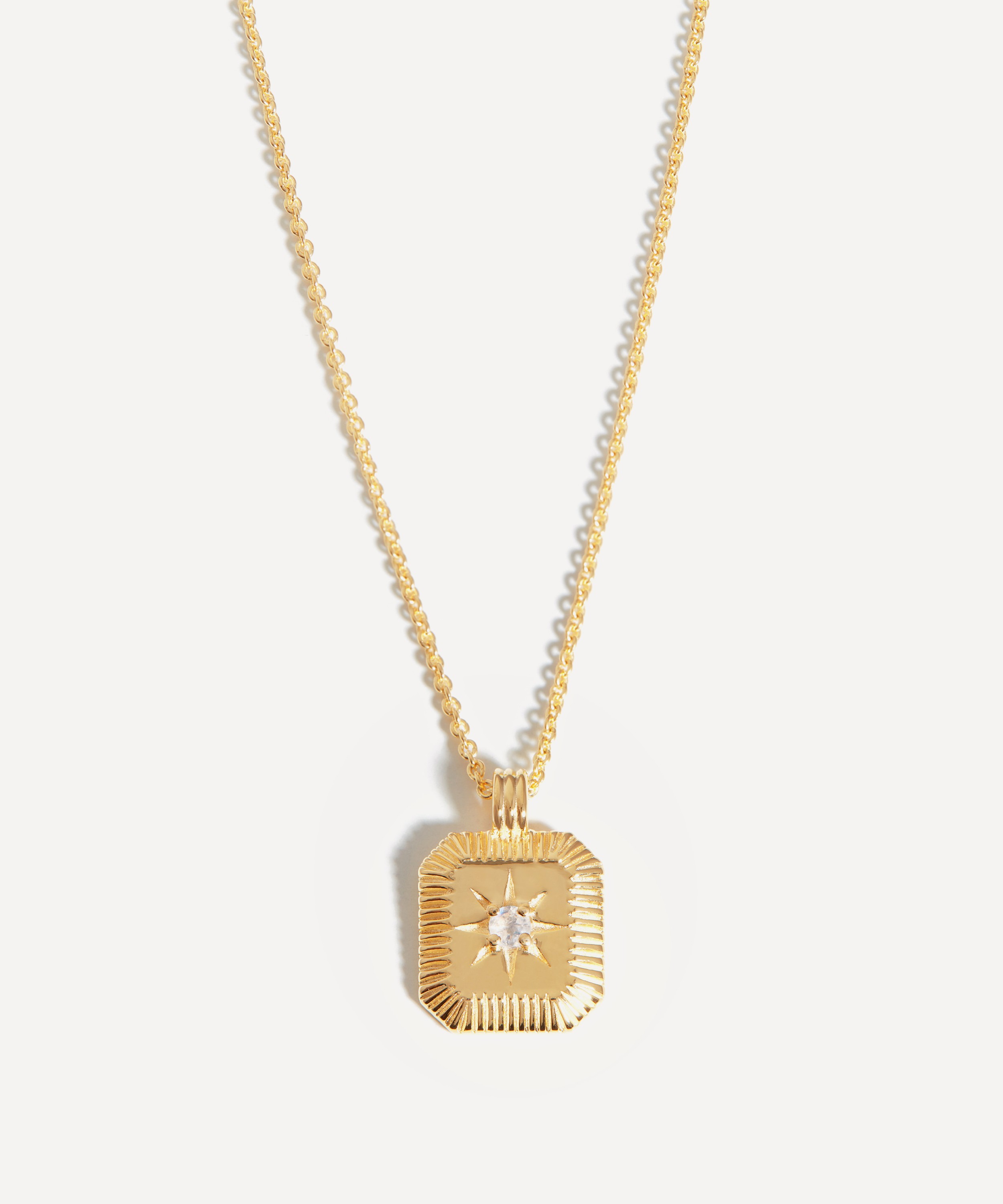 Missoma - 18ct Gold-Plated Vermeil Silver Engravable June Birthstone Star Ridge Pendant Necklace