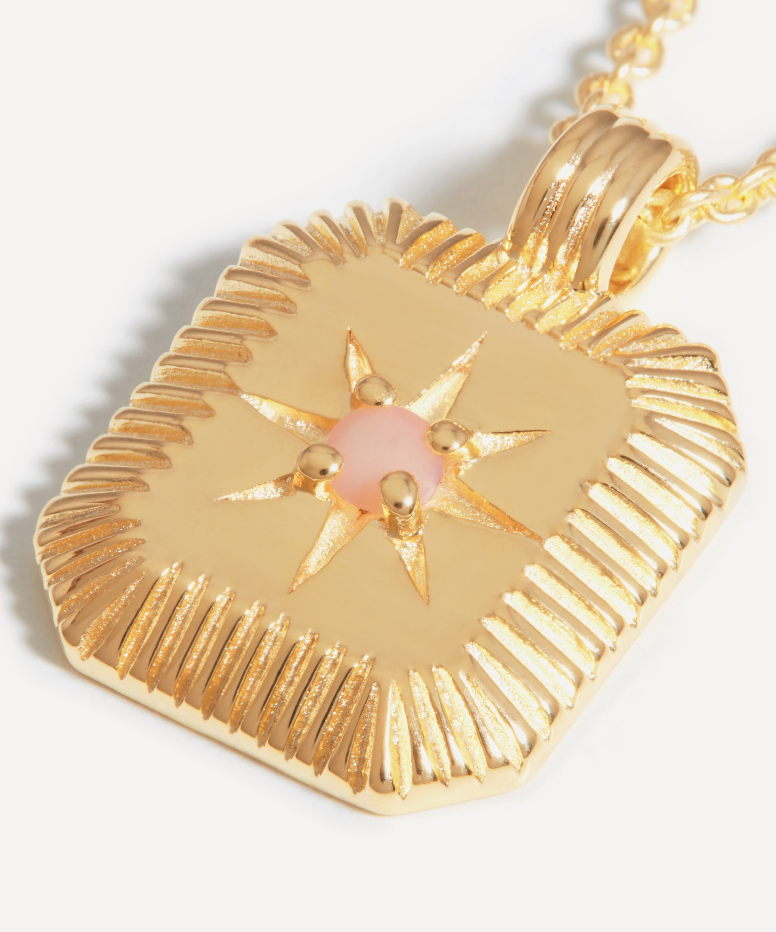Missoma - 18ct Gold-Plated Vermeil Silver Engravable July Birthstone Star Ridge Pendant Necklace image number 2