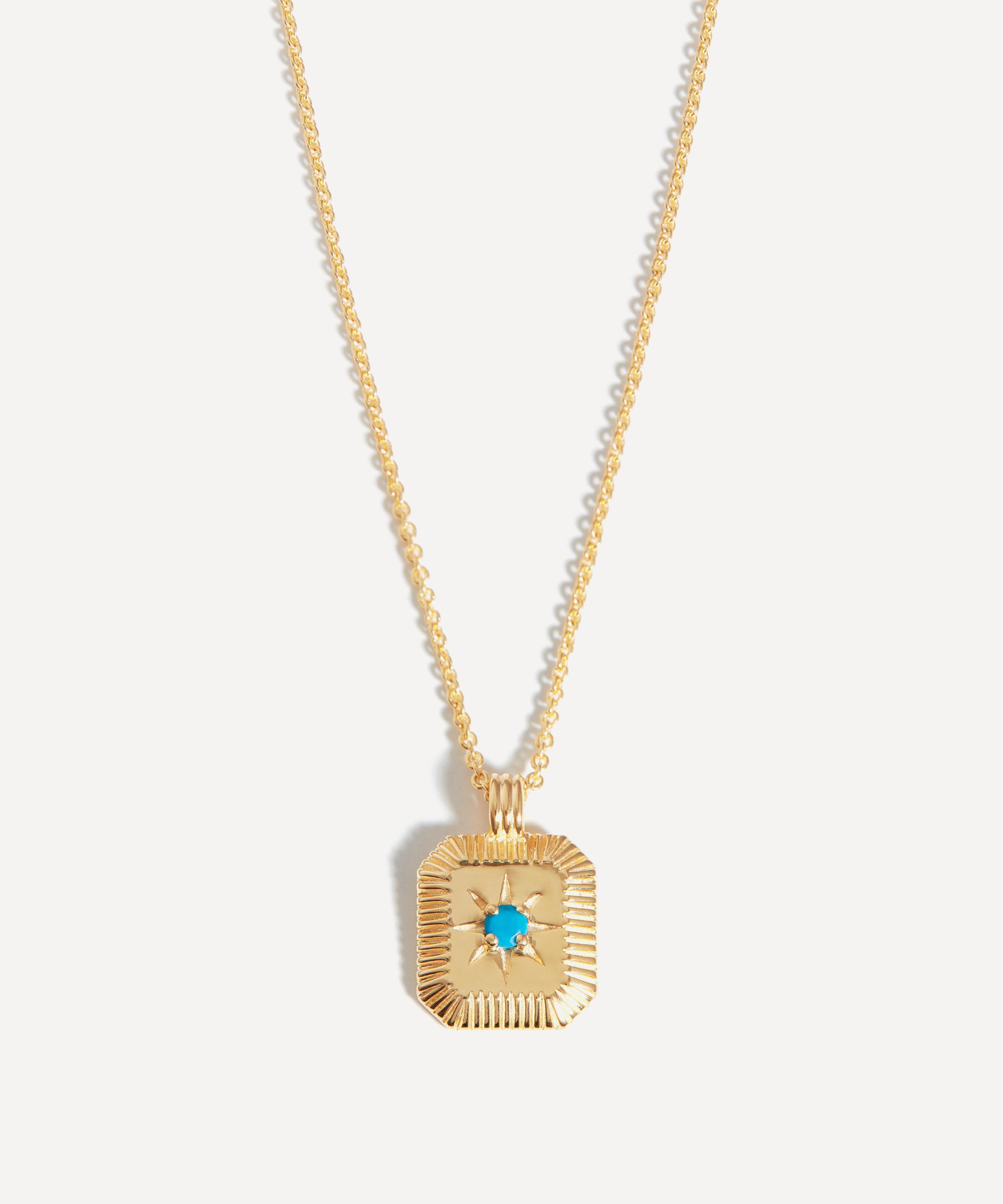 Missoma - 18ct Gold-Plated Vermeil Silver Engravable December Birthstone Star Ridge Pendant Necklace image number 0