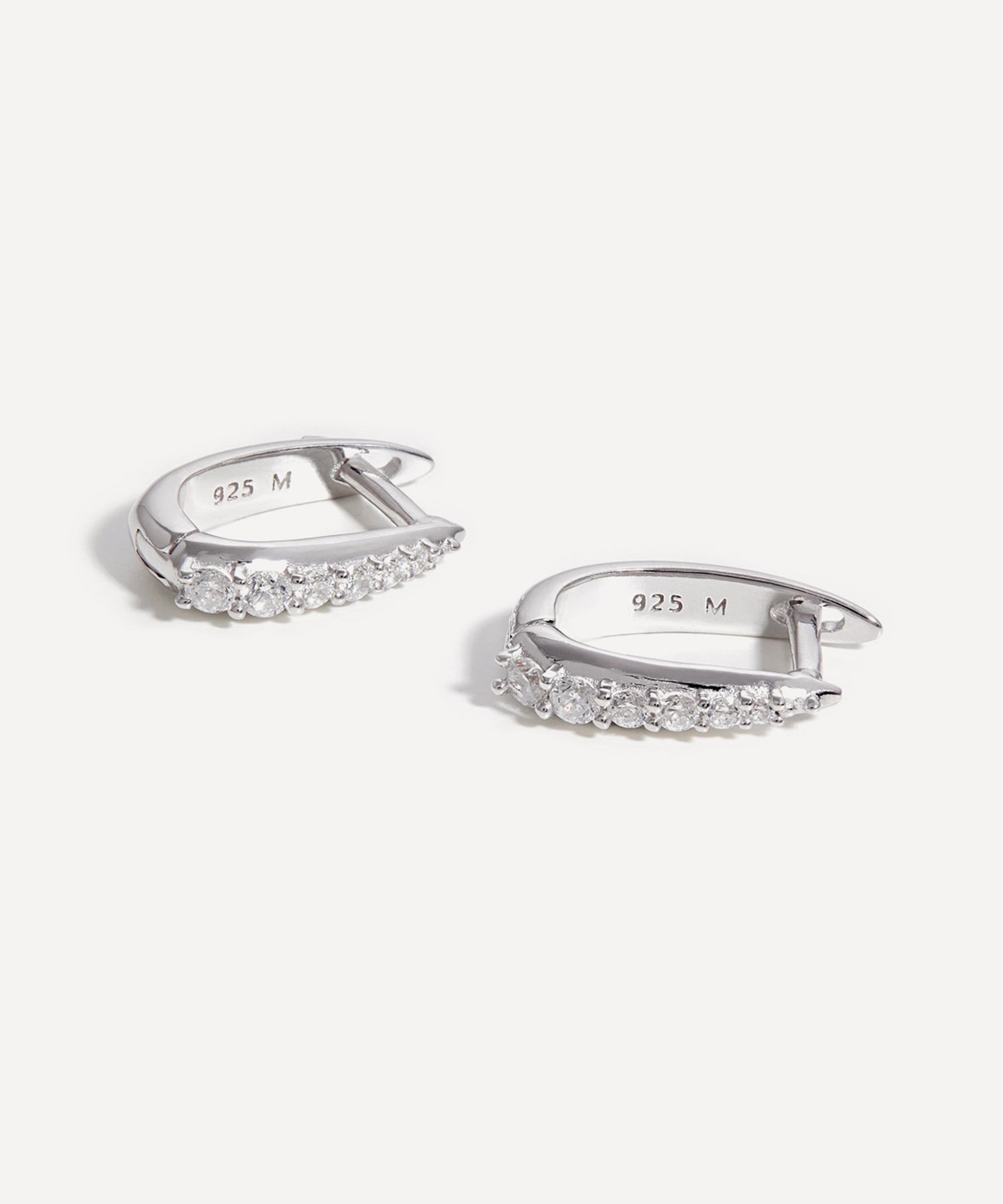 Sterling silver pave hot sale hoop earrings