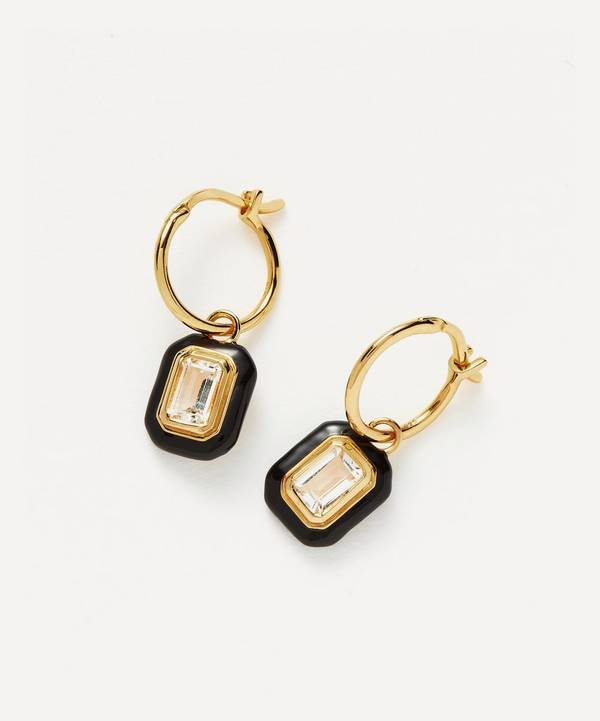 Missoma - 18ct Gold-Plated Vermeil Silver Enamel and Stone Charm Mini Hoop Earrings