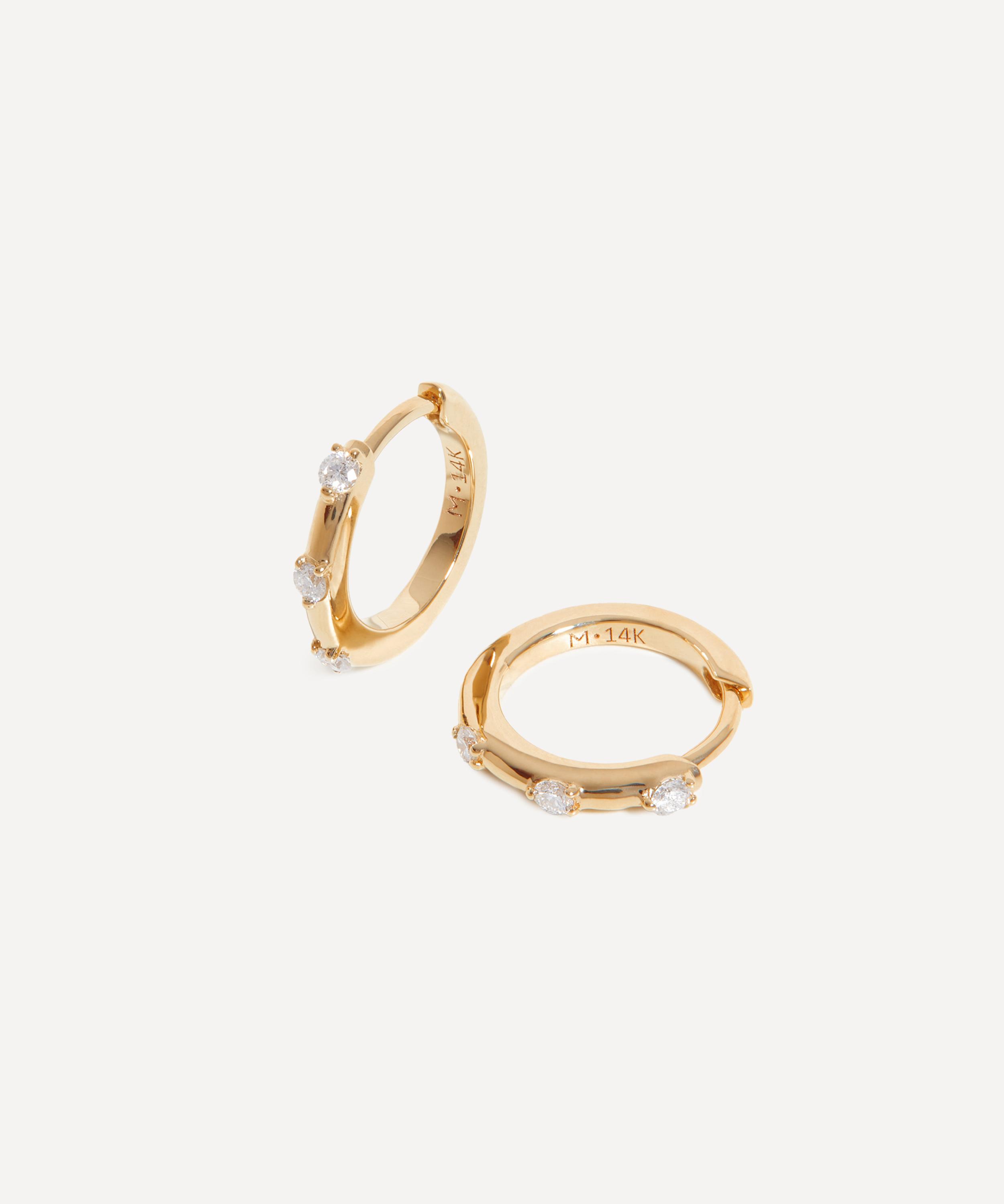 Missoma - 14ct Gold Fine Diamond Studded Huggie Hoop Earrings image number 0