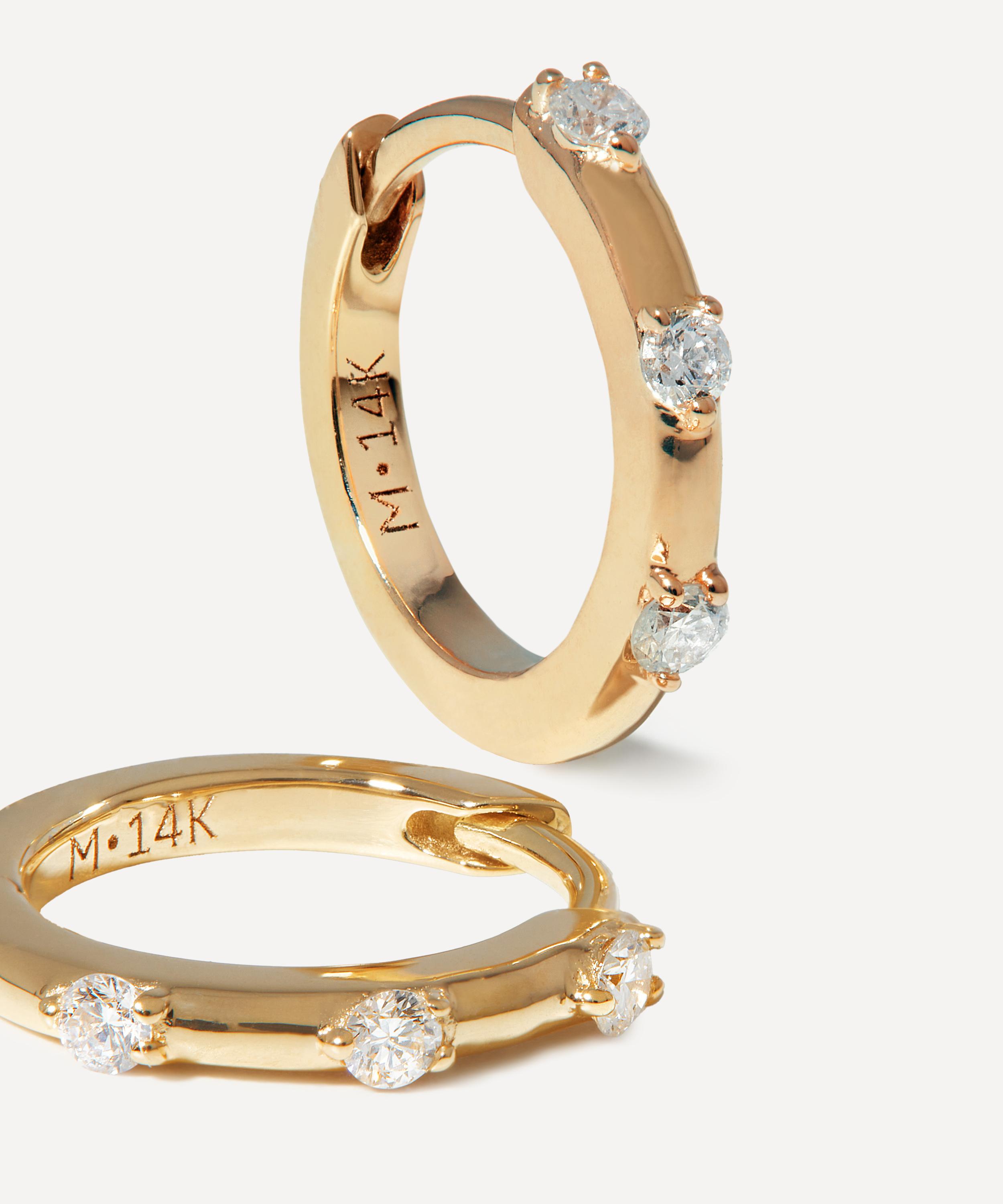 Missoma - 14ct Gold Fine Diamond Studded Huggie Hoop Earrings image number 2