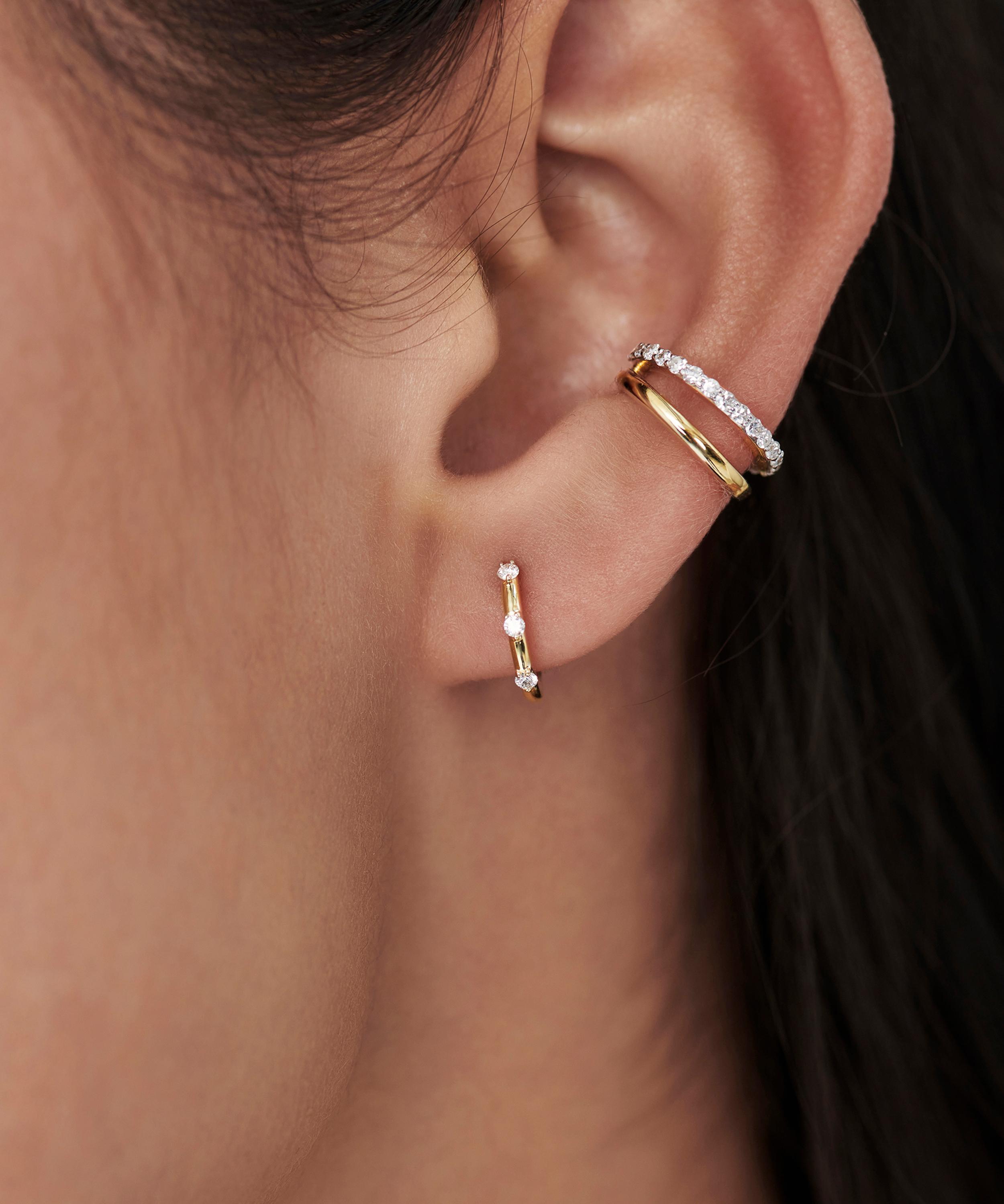 Missoma - 14ct Gold Fine Diamond Studded Huggie Hoop Earrings image number 3
