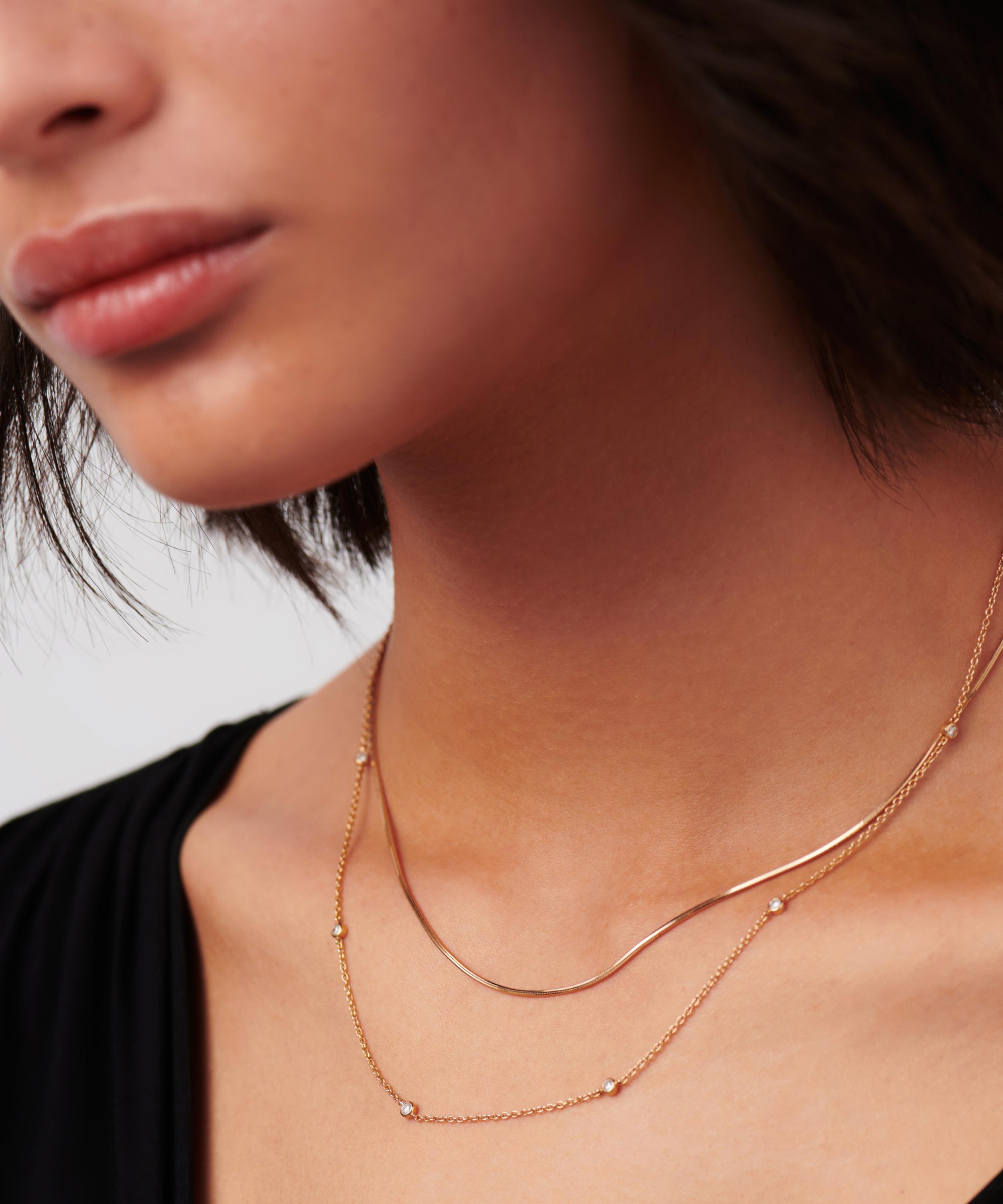 Missoma - 14ct Gold Fine Floating Diamond Necklace image number 1