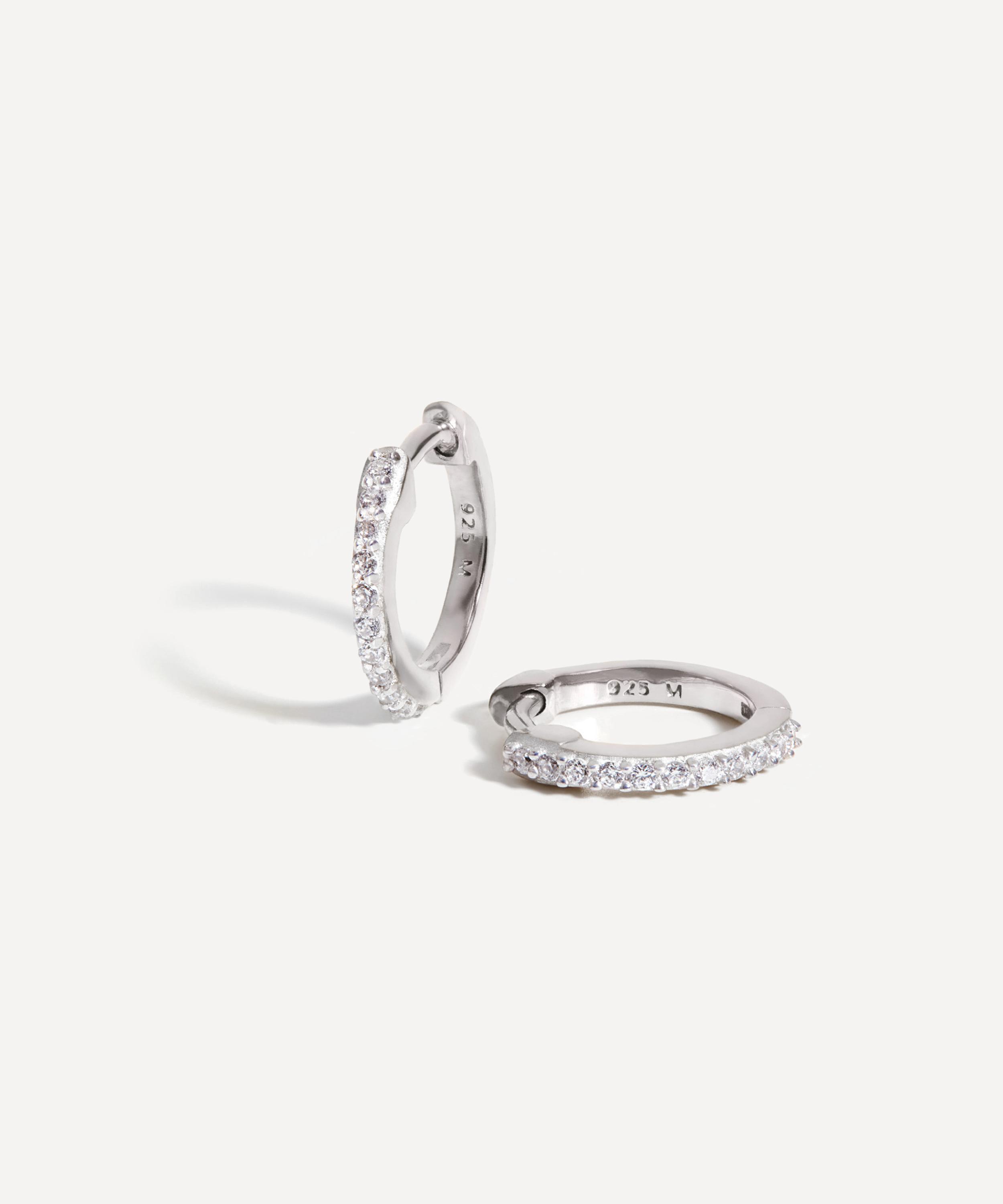 Missoma - Sterling Silver Classic Pavé Huggie Hoop Earrings image number 0