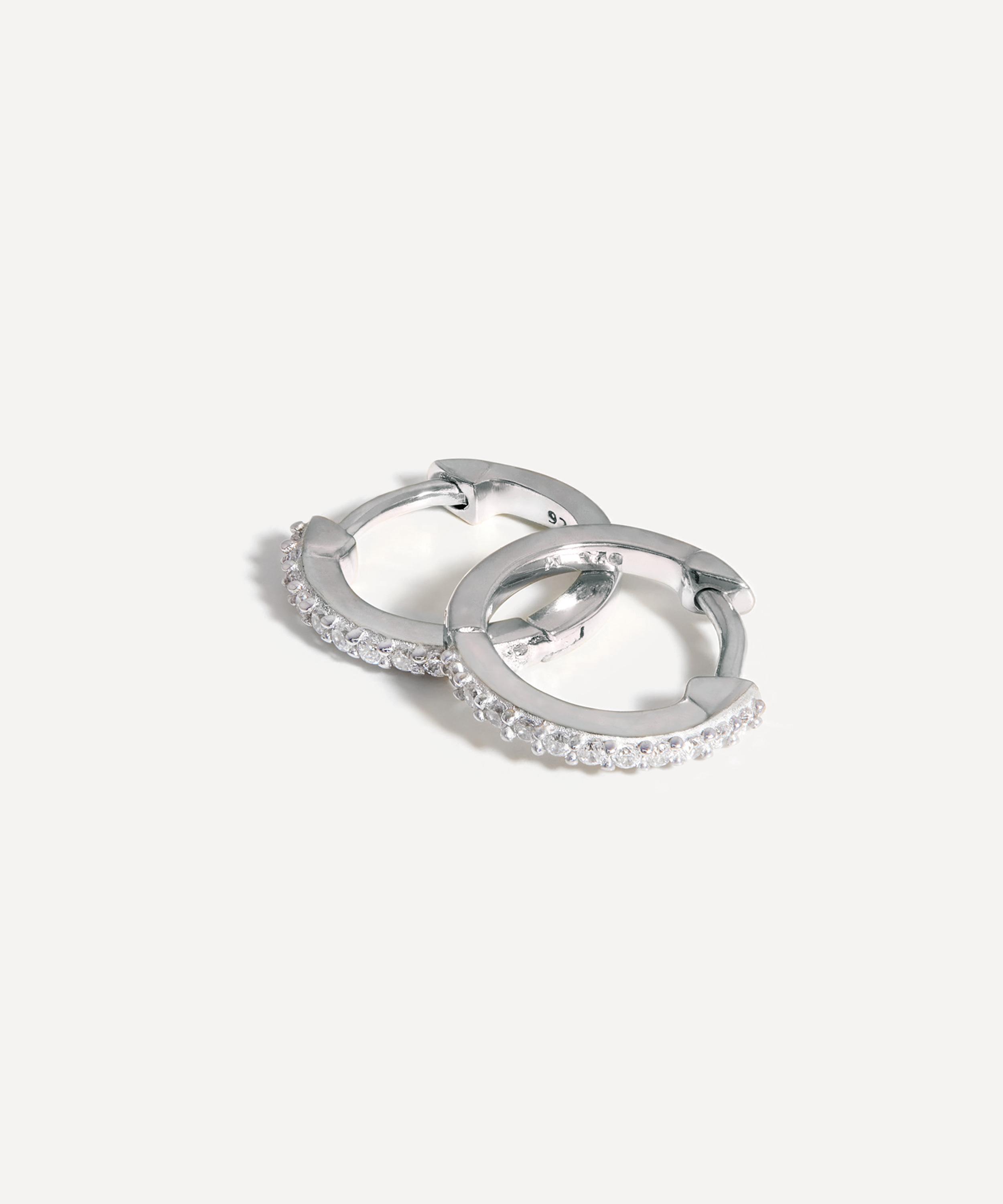 Missoma - Sterling Silver Classic Pavé Huggie Hoop Earrings image number 2