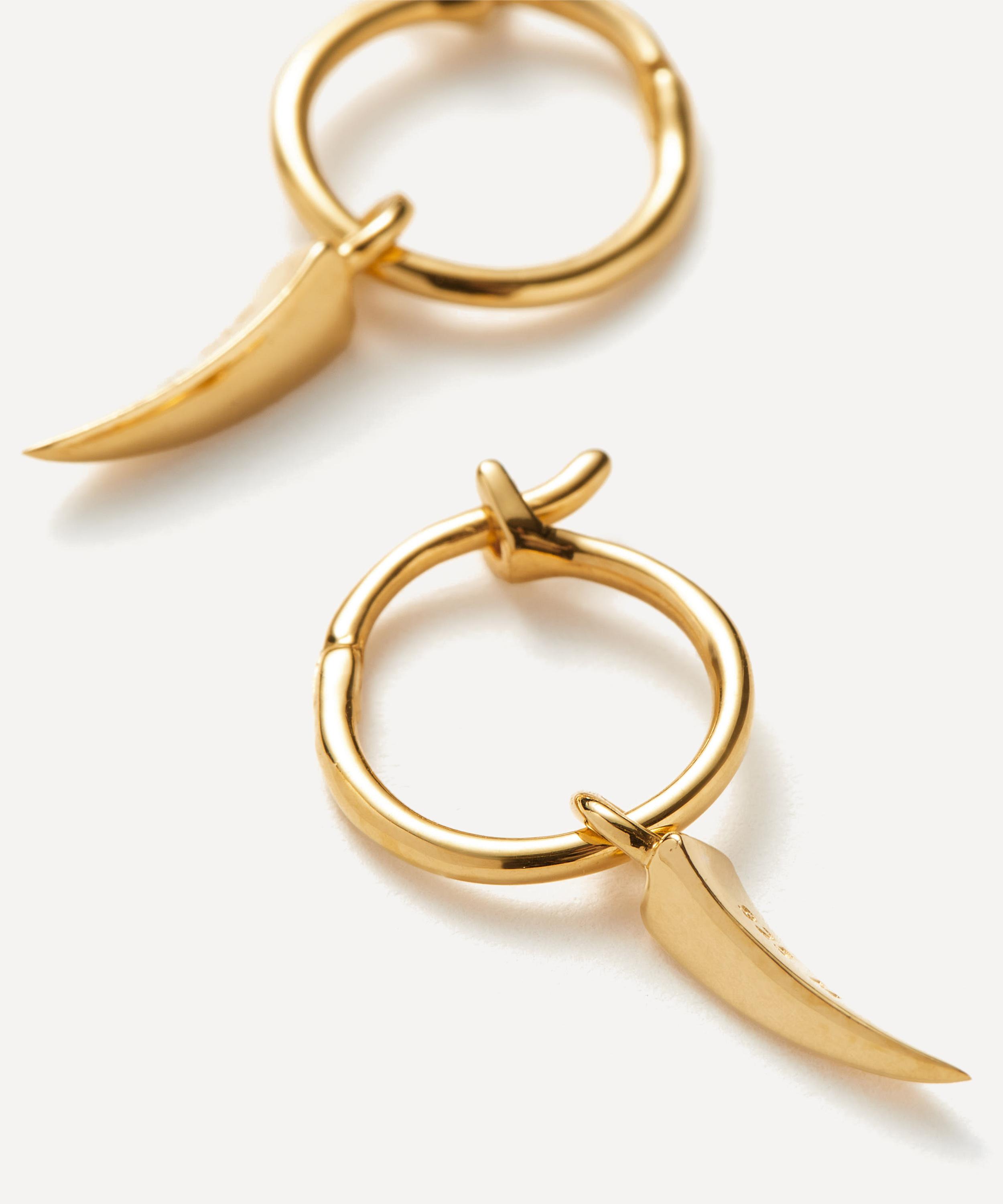 Missoma - 18ct Gold-Plated Vermeil Silver Mini Claw Charm Hoop Earrings image number 2