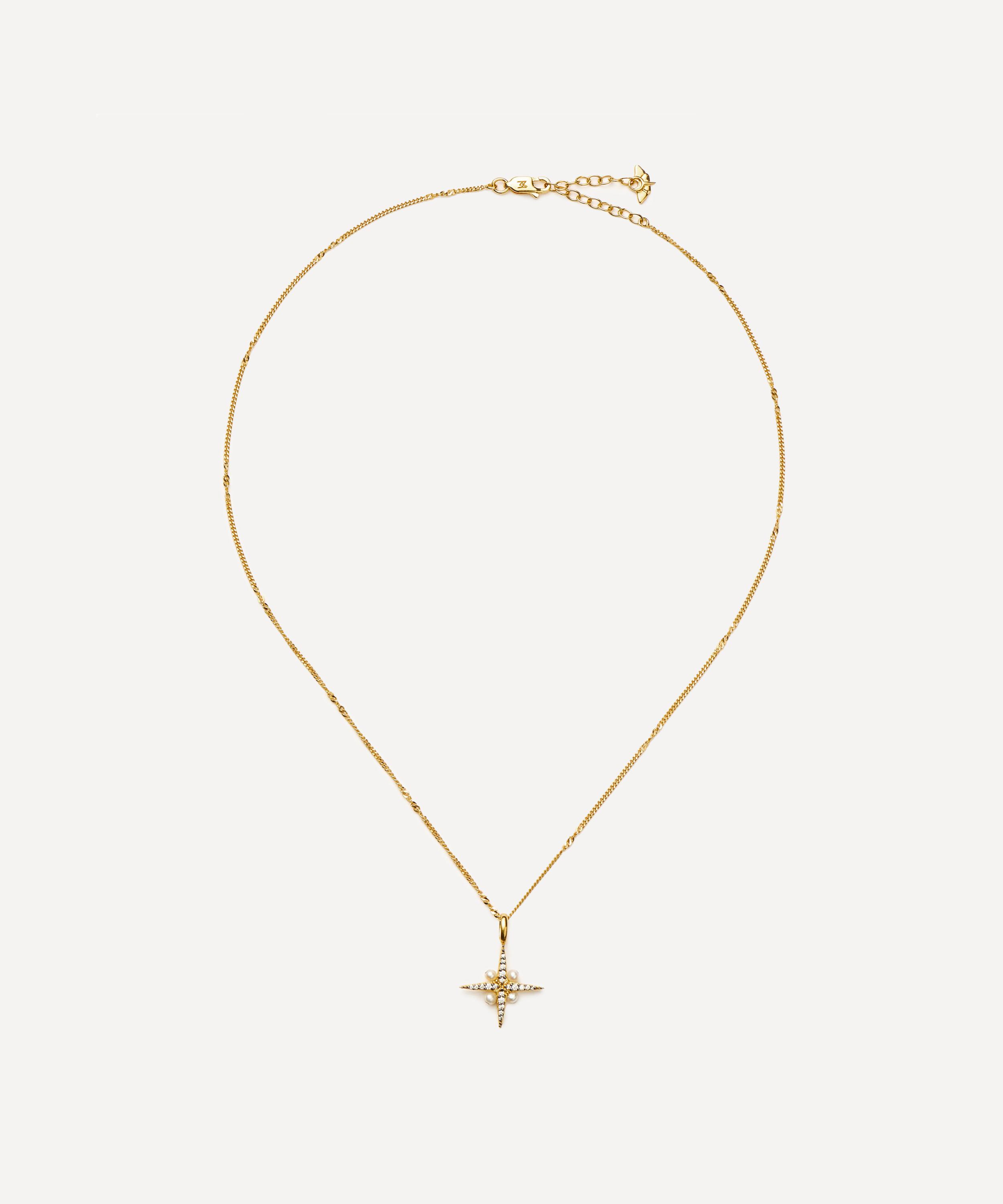 Missoma - X Harris Reed 18ct Gold-Plated Vermeil Silver North Star Pearl Pendant Necklace image number 1