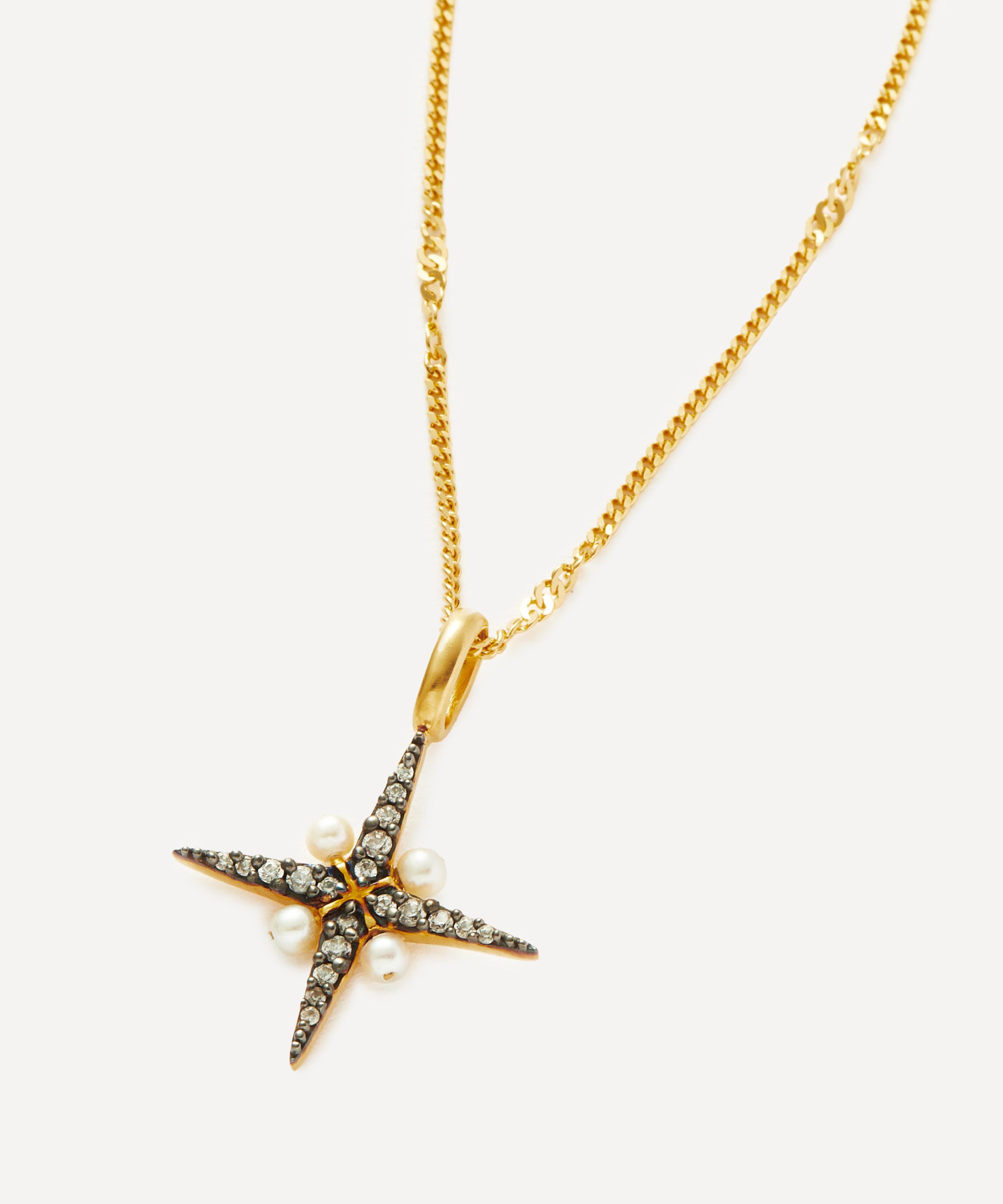Missoma - X Harris Reed 18ct Gold-Plated Vermeil Silver North Star Pearl Pendant Necklace image number 2