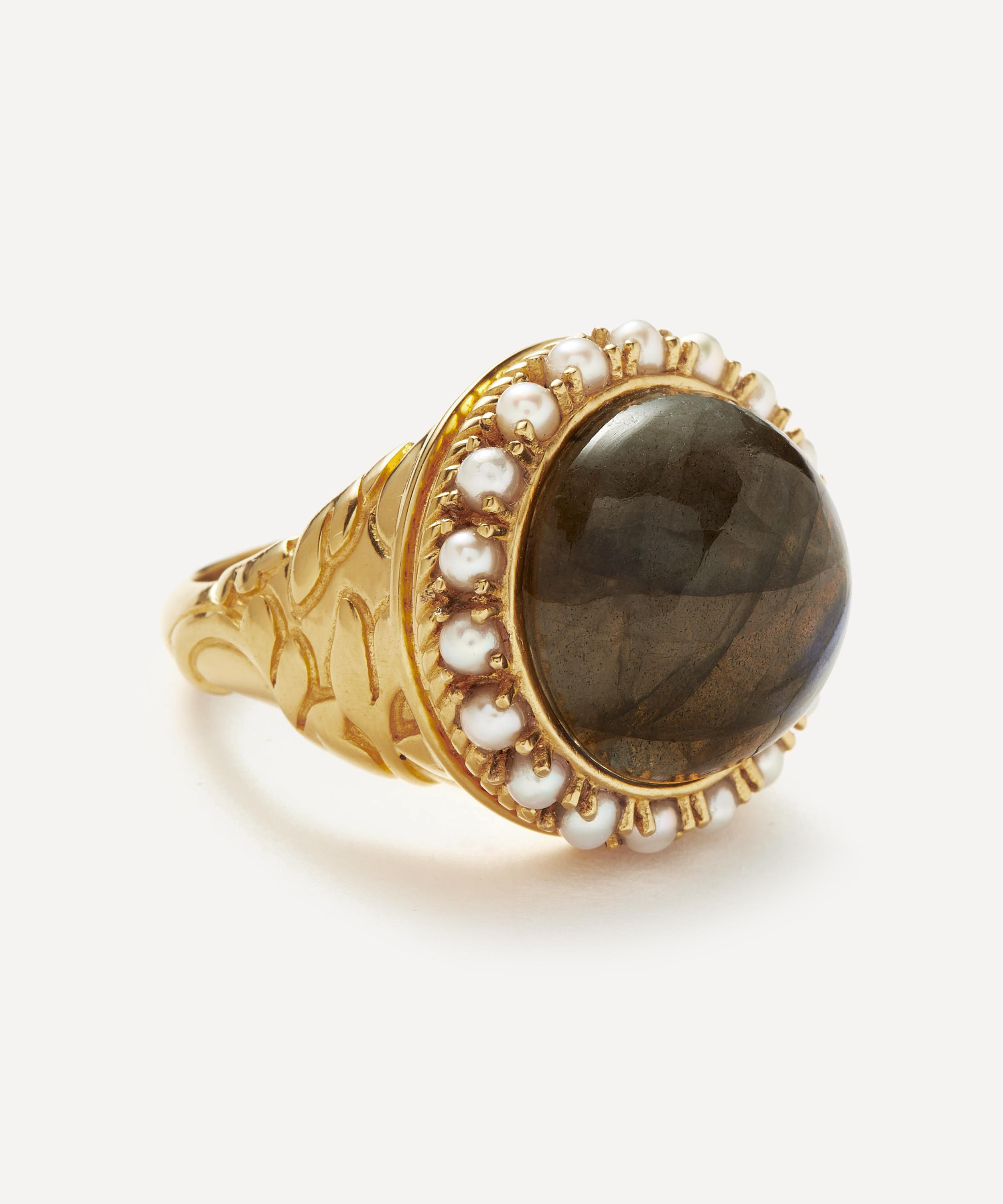 Missoma - X Harris Reed 18ct Gold-Plated Labradorite Cocktail Ring