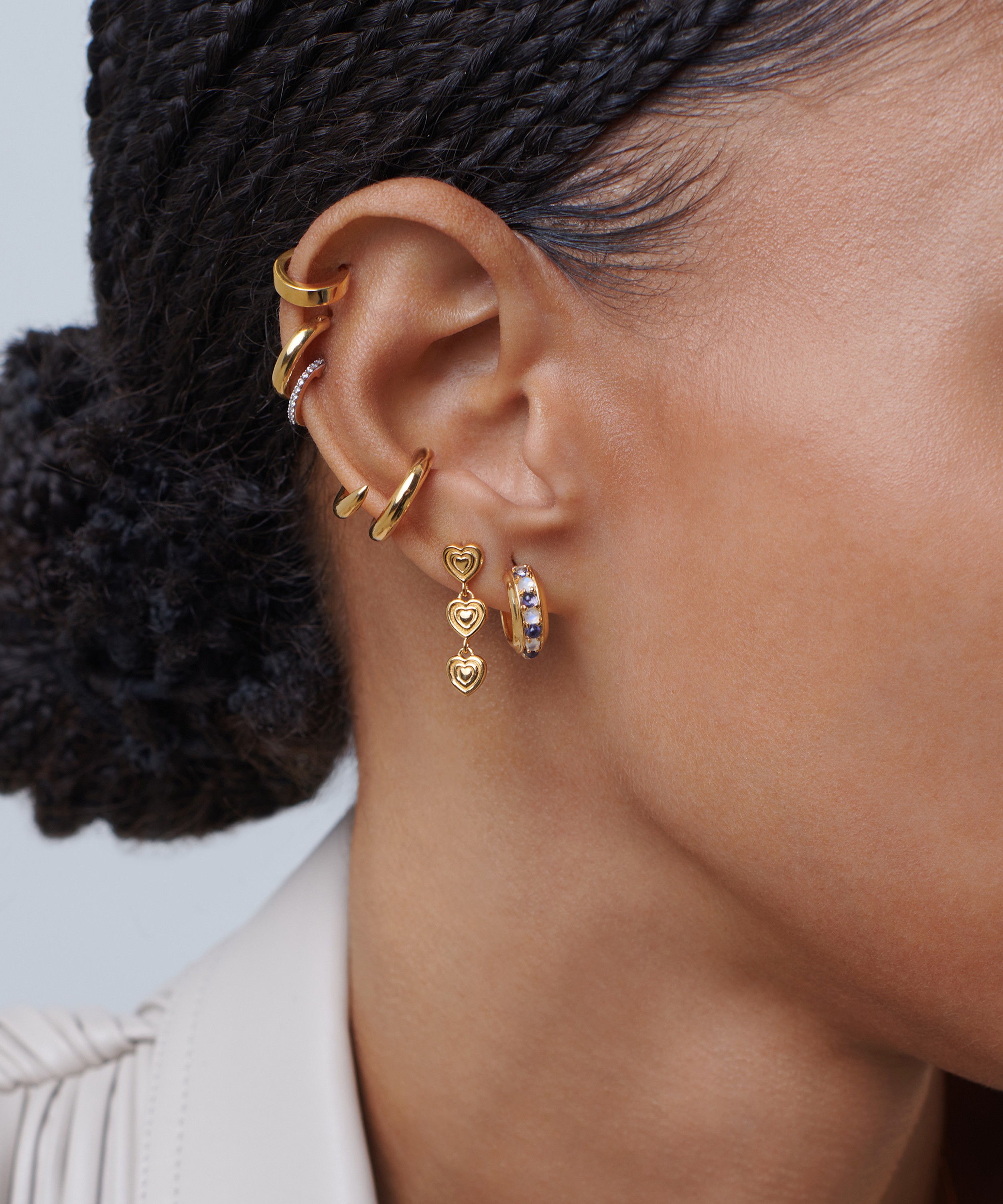 Organic Spine Hoop Medium Earrings in 18ct Gold Vermeil