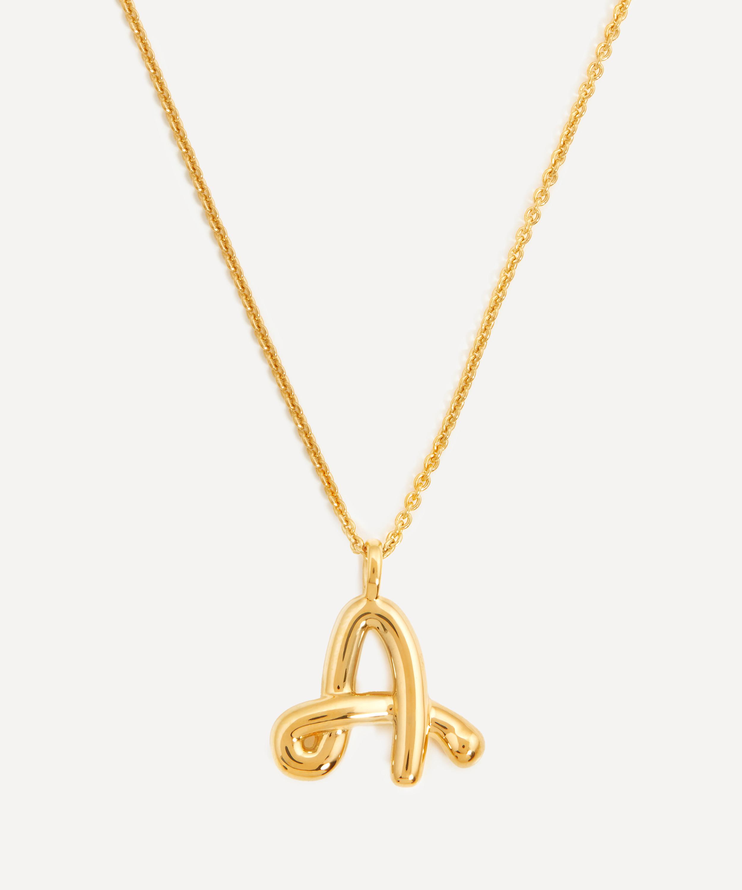 Missoma - 18ct Gold-Plated Vermeil Silver Curly Molten A Initial Pendant Necklace