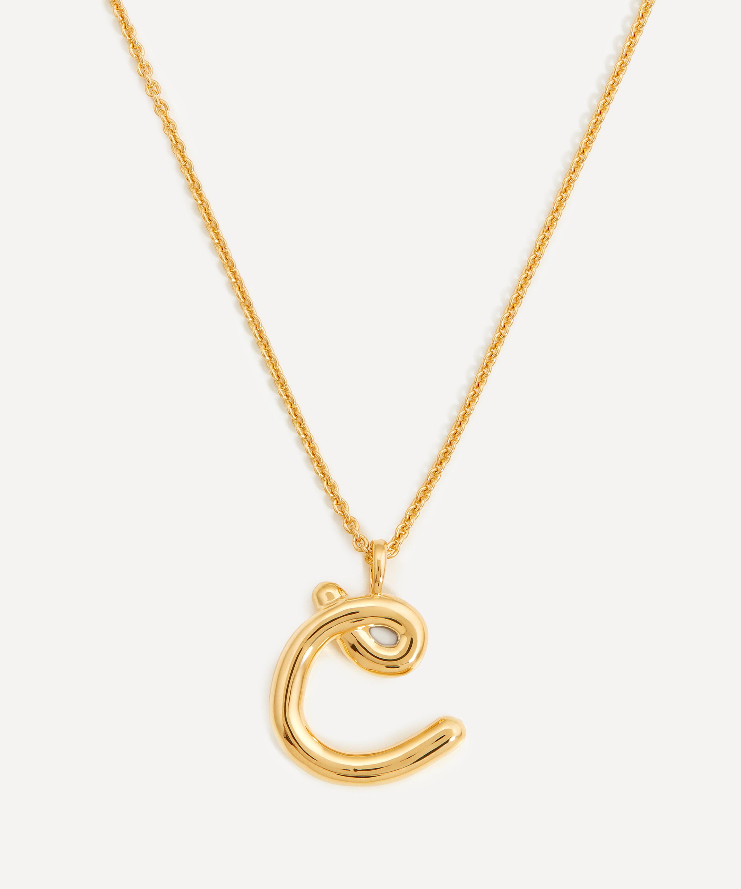 Missoma - 18ct Gold-Plated Vermeil Silver Curly Molten C Initial Pendant Necklace image number 0