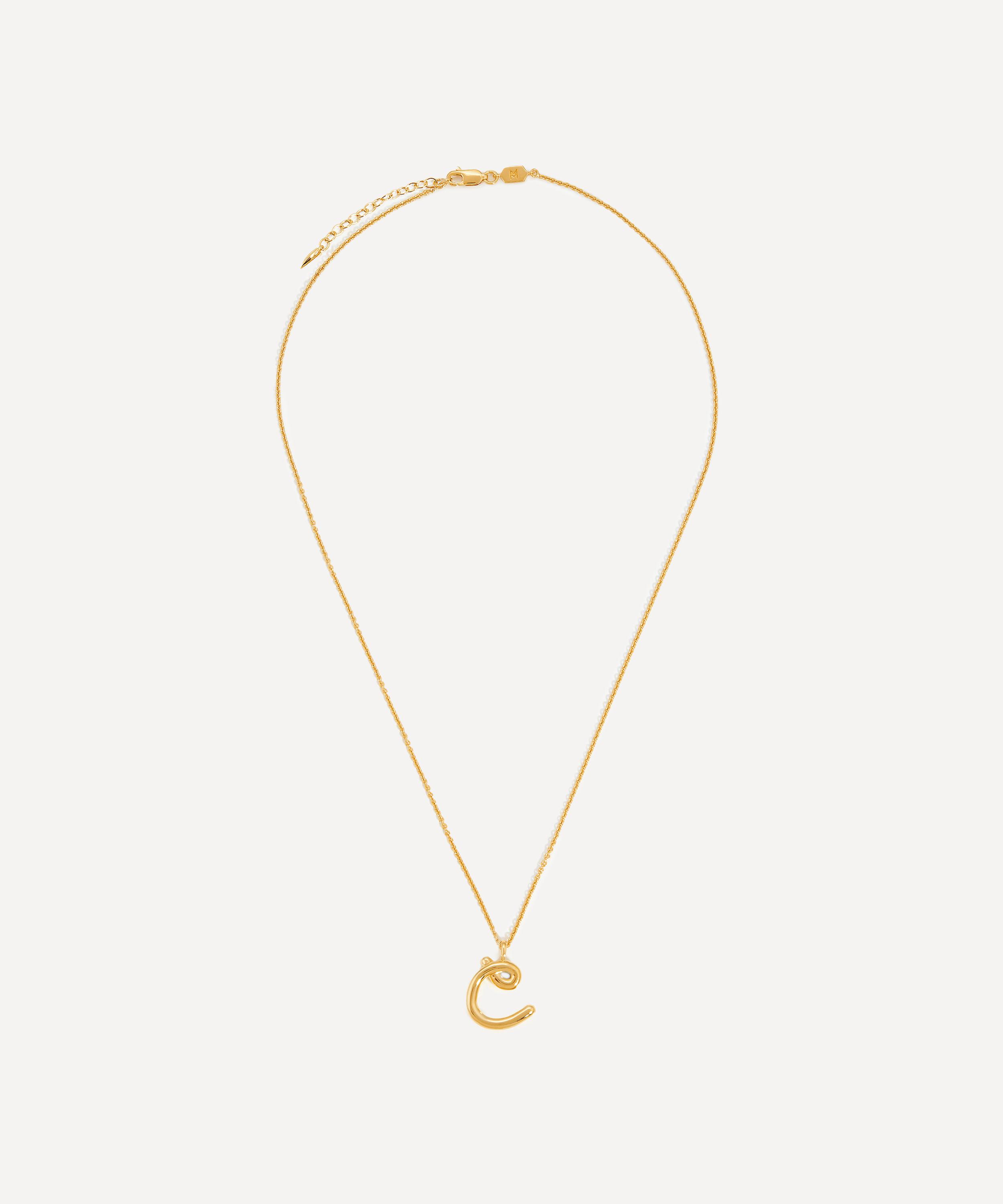 Missoma - 18ct Gold-Plated Vermeil Silver Curly Molten C Initial Pendant Necklace image number 1