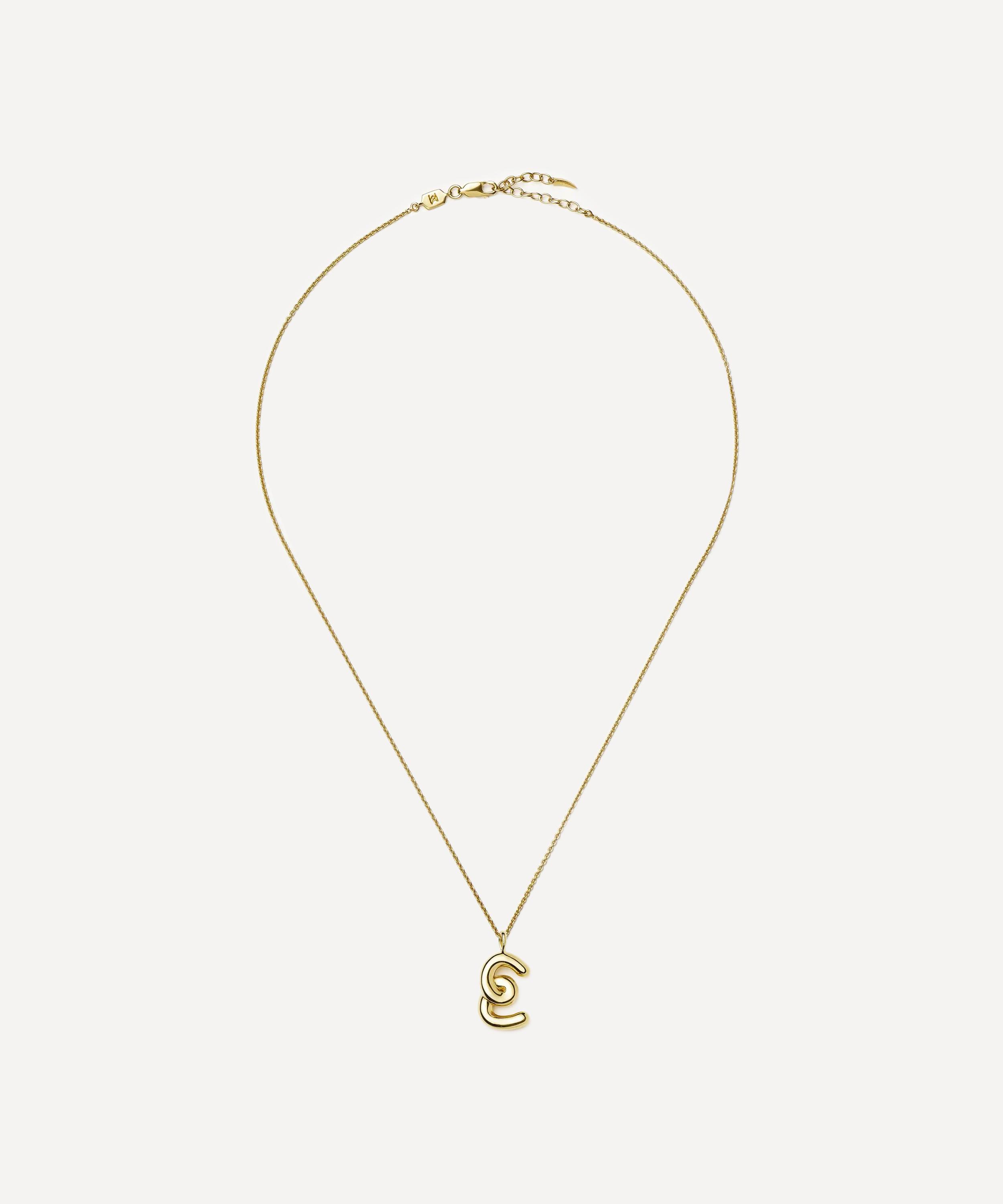 Missoma - 18ct Gold-Plated Vermeil Silver Curly Molten E Initial Pendant Necklace image number 1