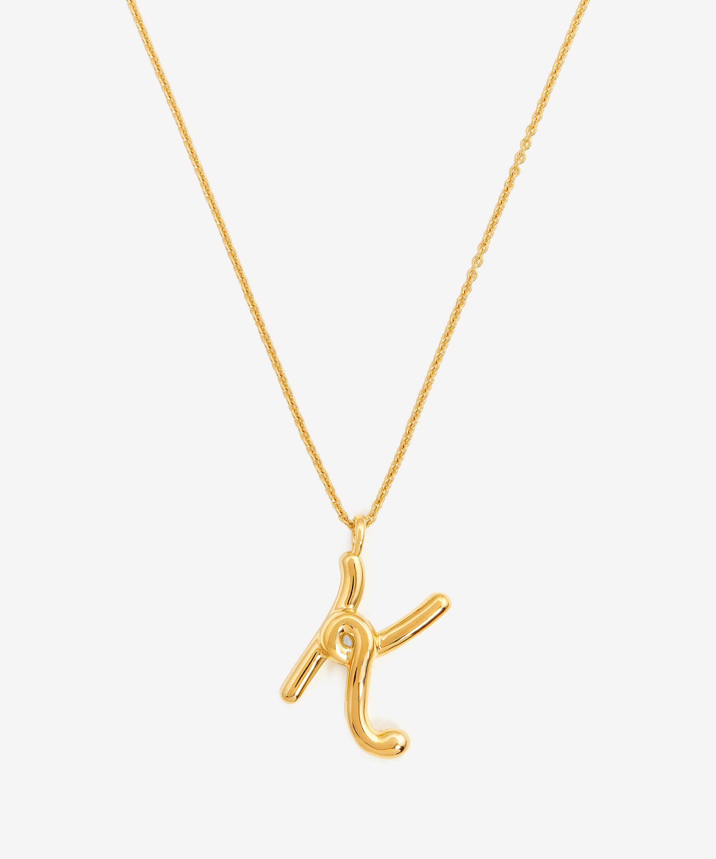 Missoma - 18ct Gold-Plated Vermeil Silver Curly Molten K Initial Pendant Necklace