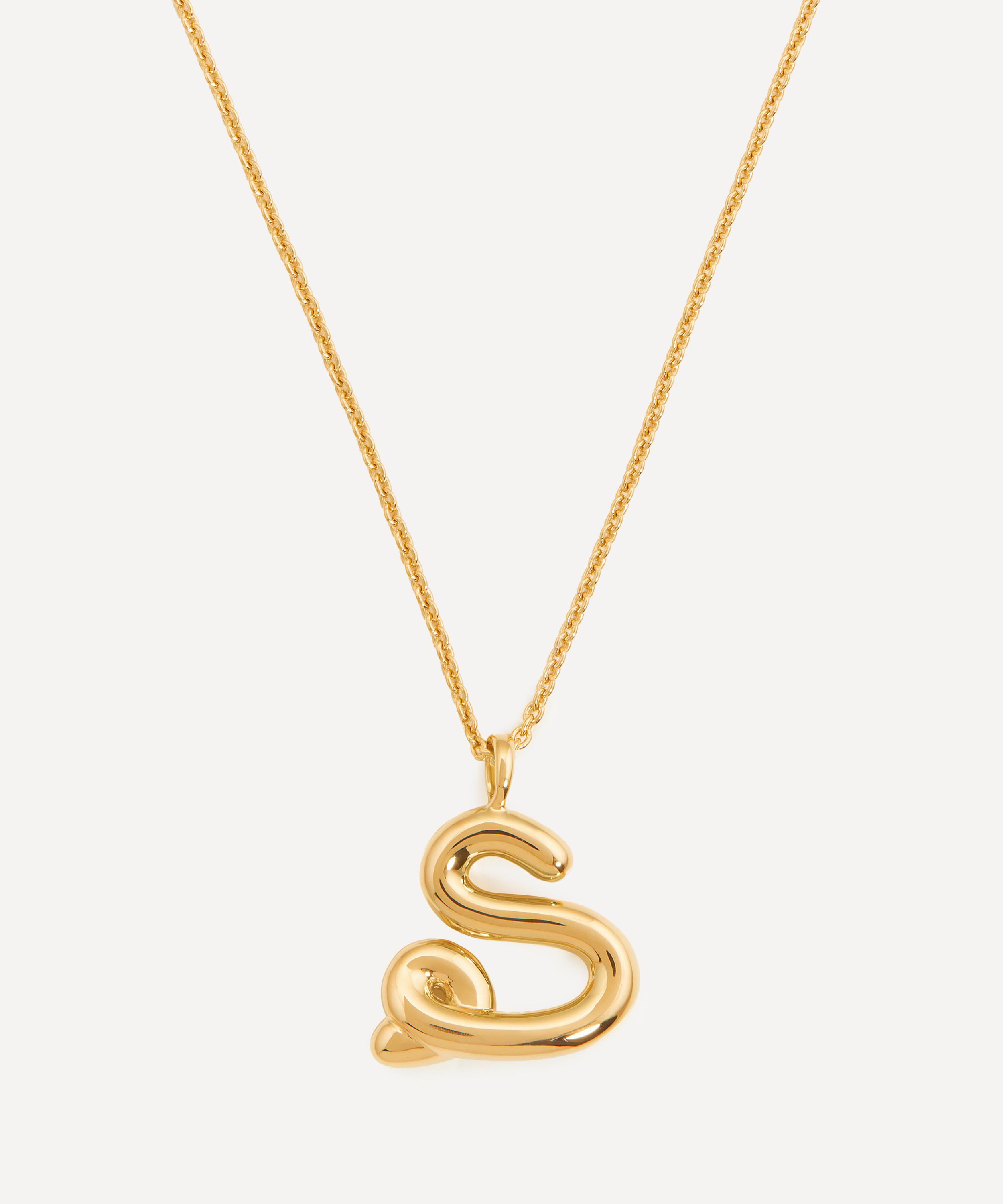 Missoma - 18ct Gold-Plated Vermeil Silver Curly Molten S Initial Pendant Necklace image number 0