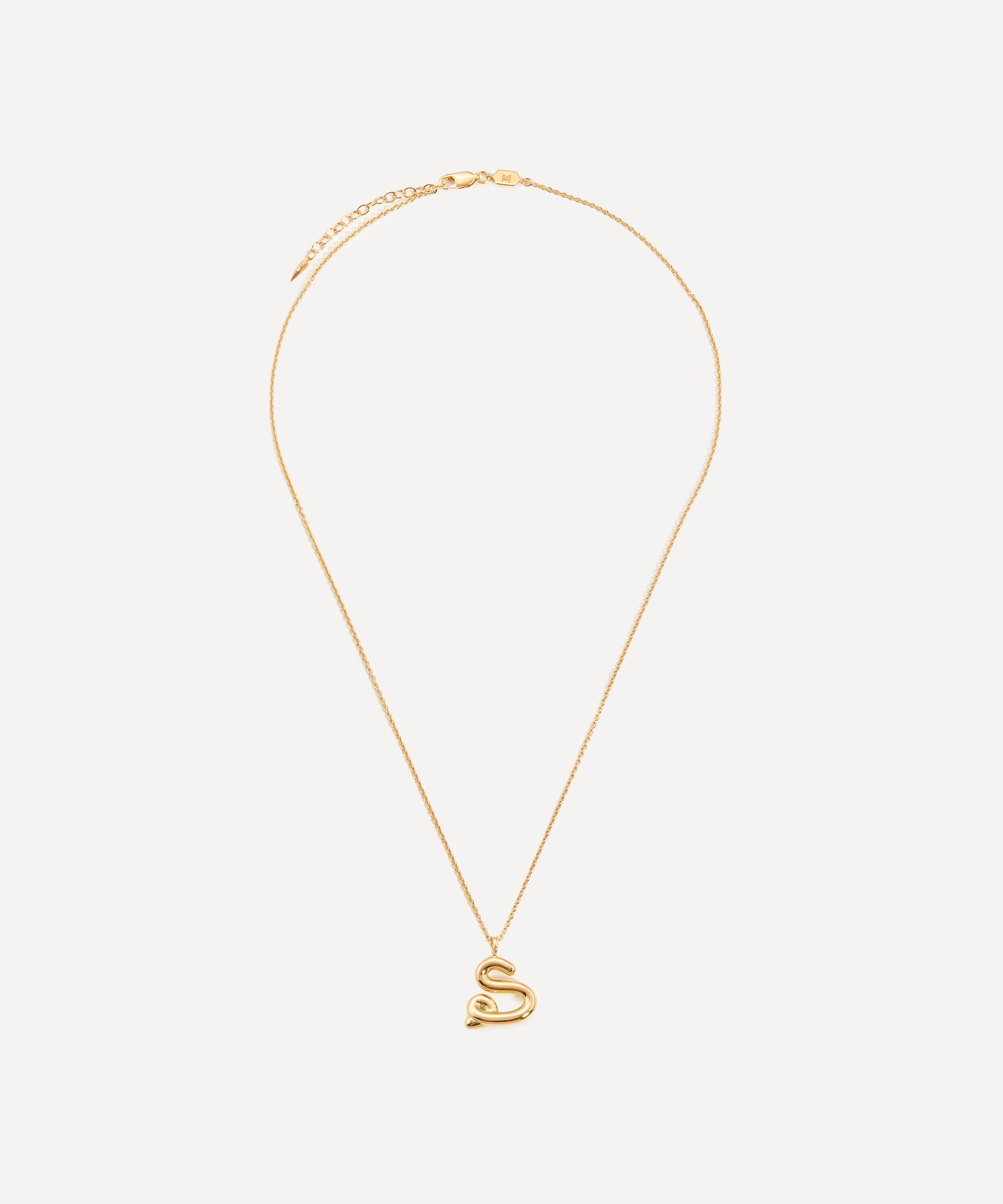 Missoma - 18ct Gold-Plated Vermeil Silver Curly Molten S Initial Pendant Necklace image number 1