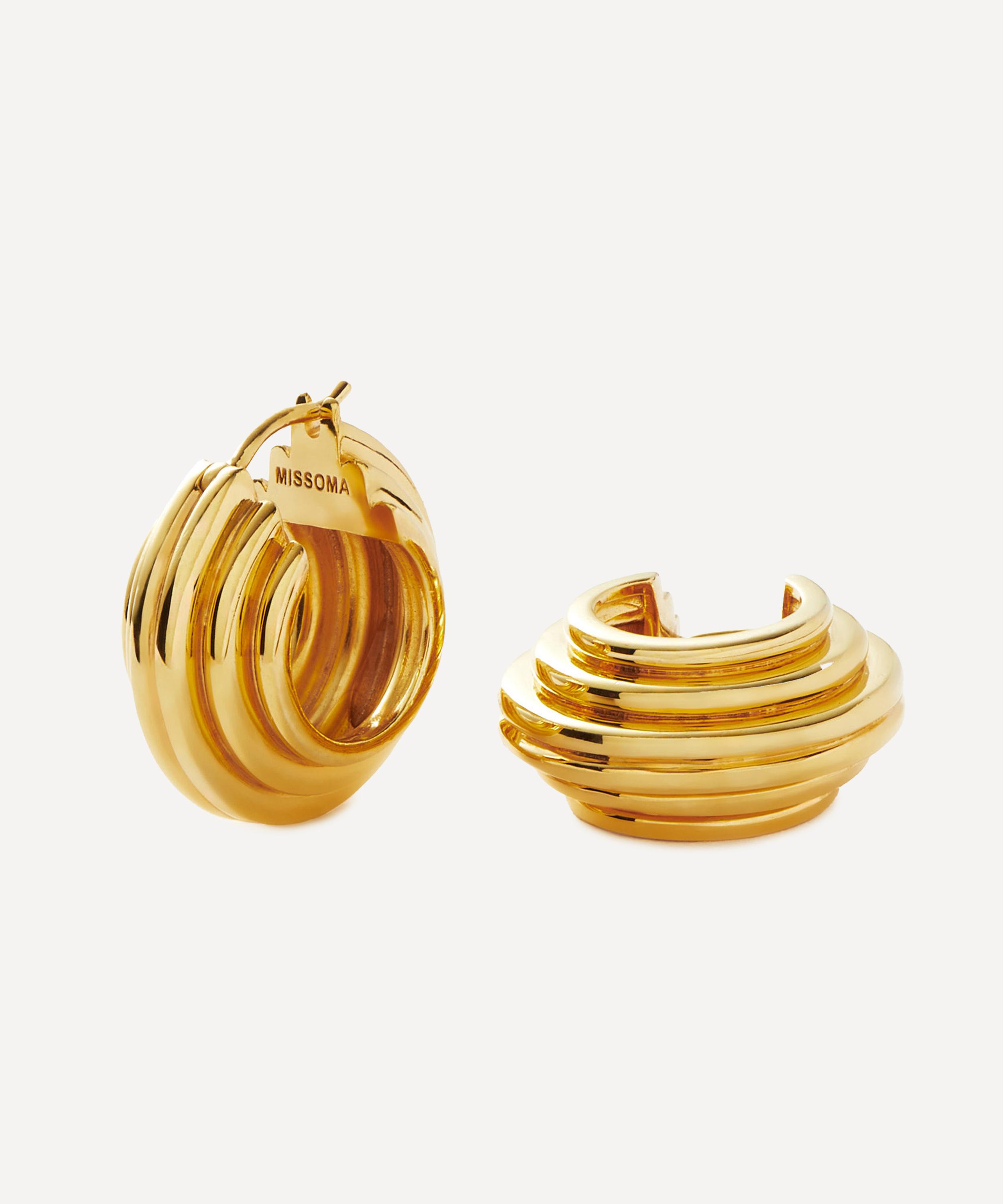 Missoma - X Lucy Williams 18ct Gold-Plated Medium Chunky Ridge Hoop Earrings image number 0