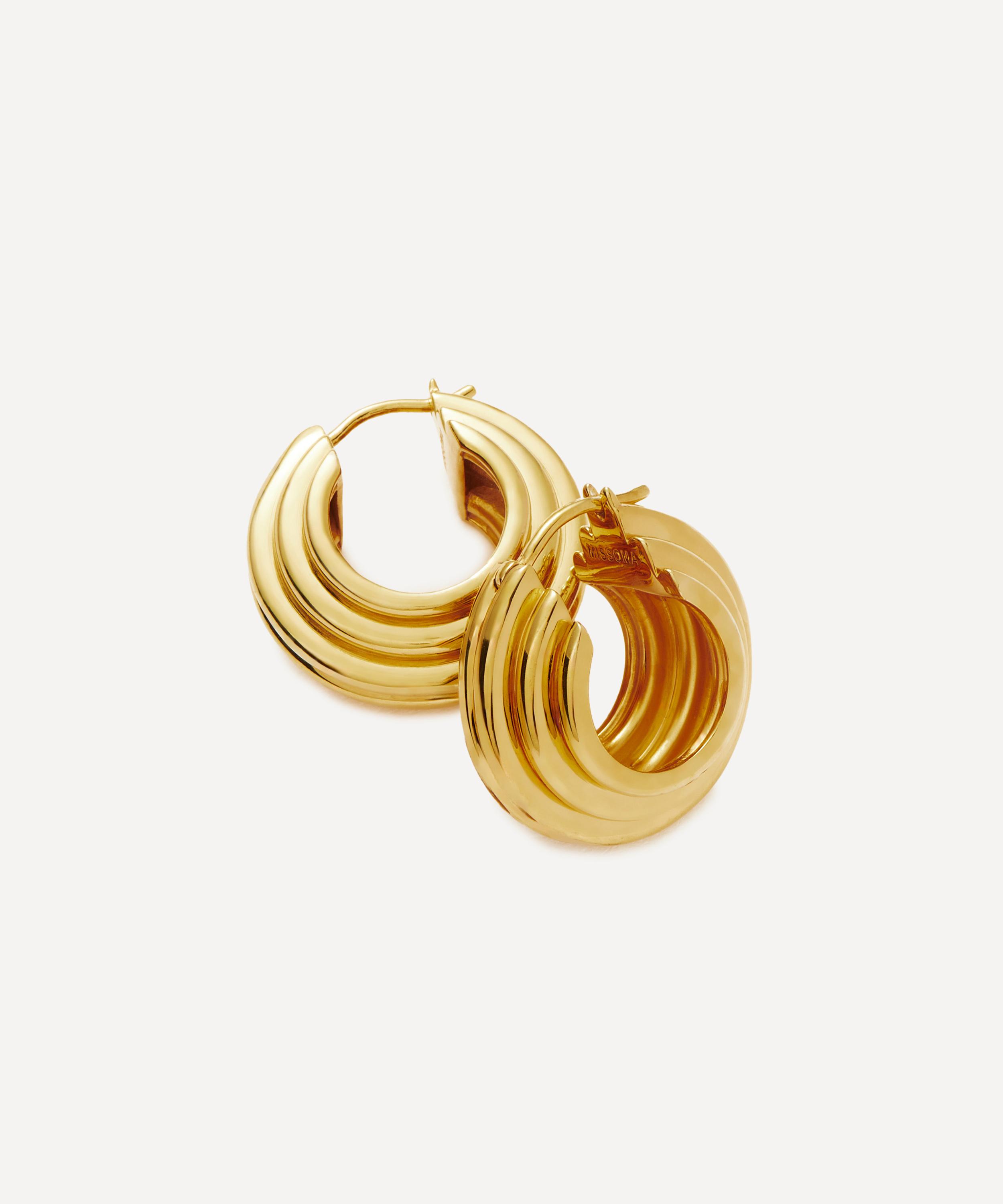 Missoma - X Lucy Williams 18ct Gold-Plated Medium Chunky Ridge Hoop Earrings image number 1