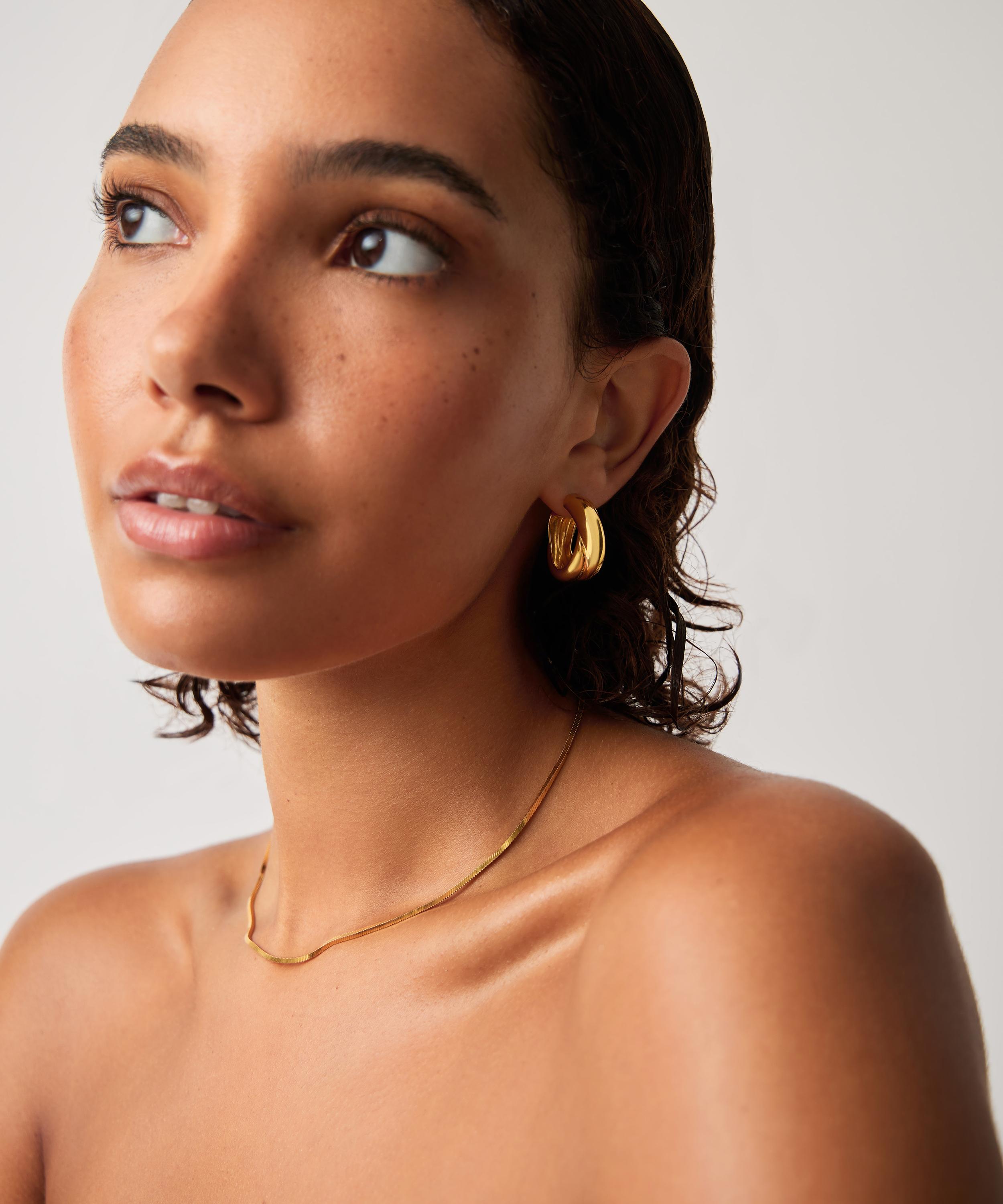 Missoma - X Lucy Williams 18ct Gold-Plated Chunky Medium Entwine Hoop Earrings image number 3