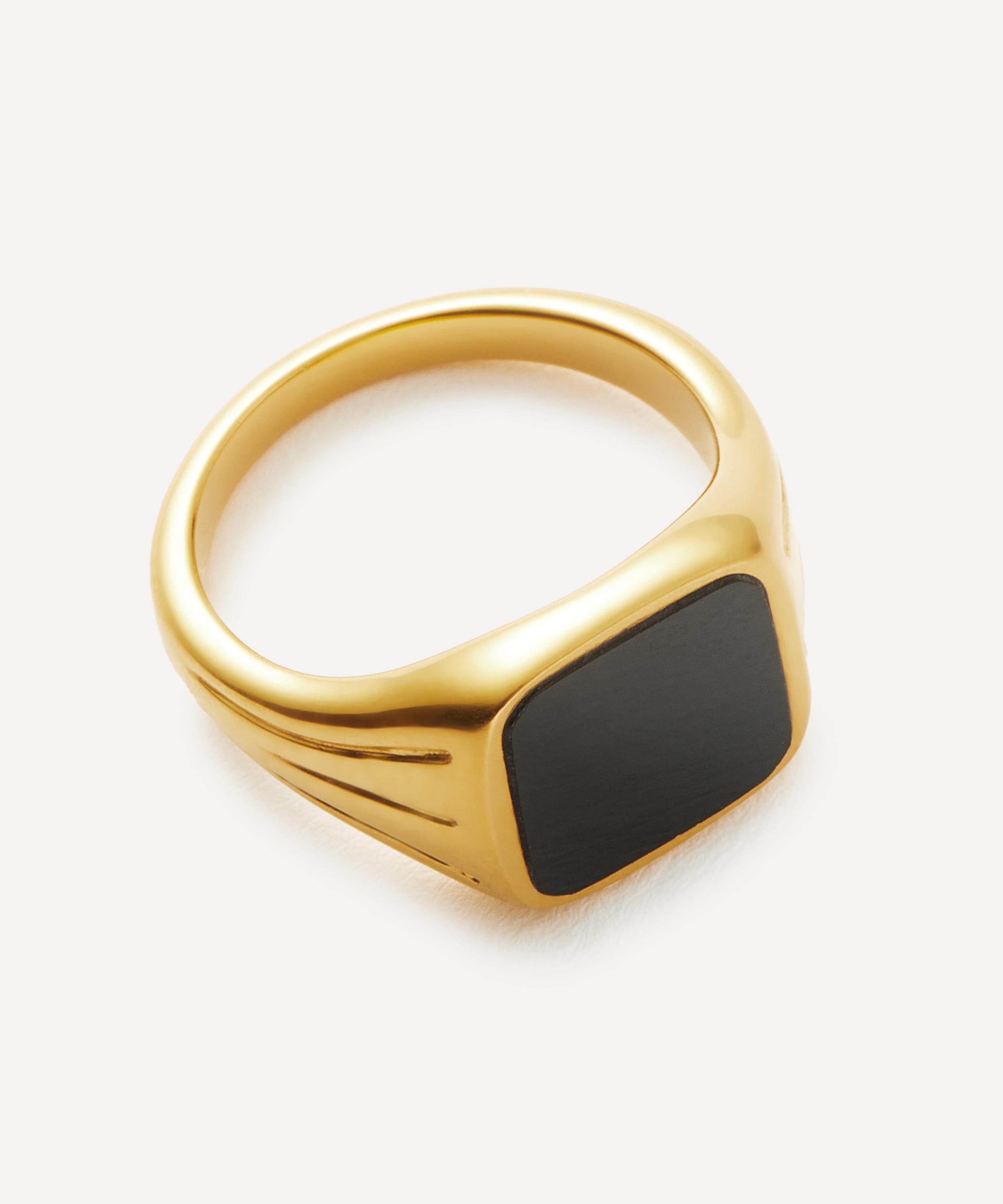 Missoma - X Lucy Williams Gold-Plated Vermeil Silver Black Square Signet Ring image number 1